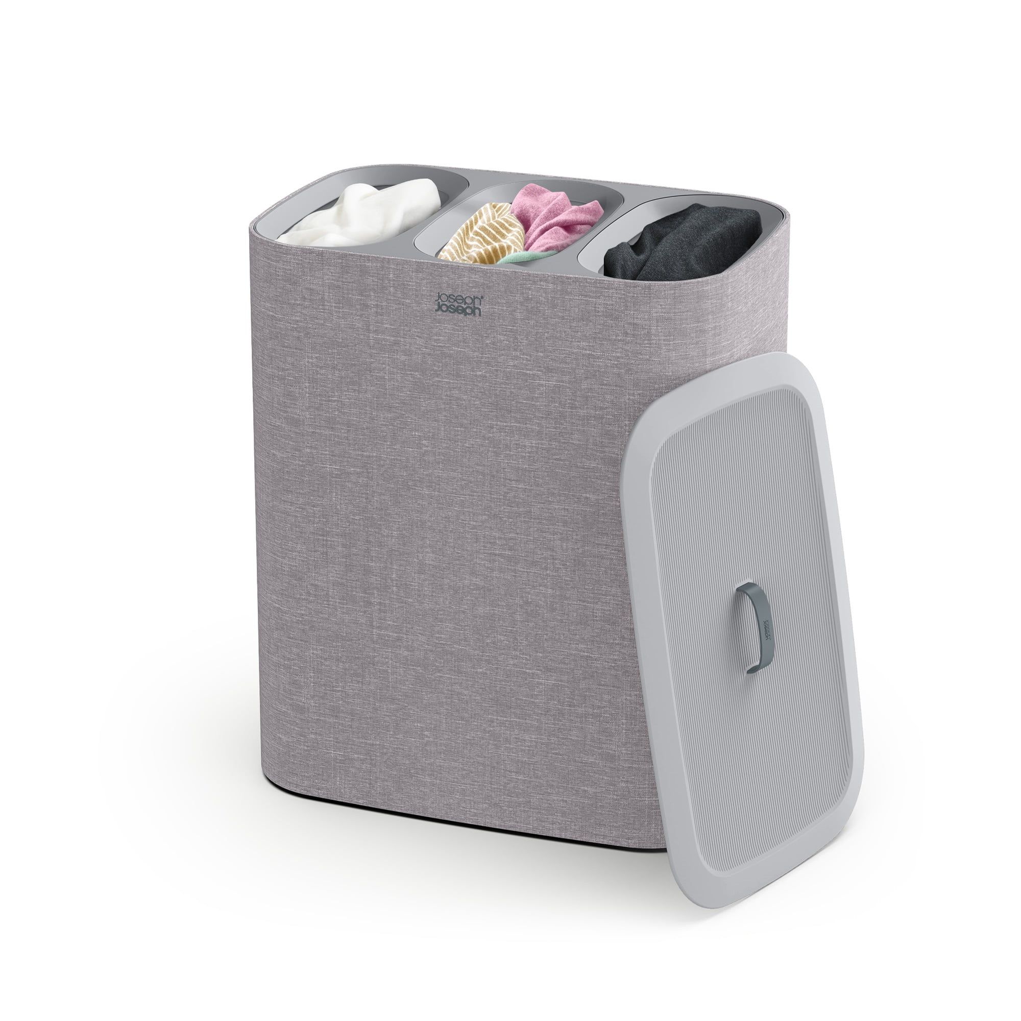 Gray 90L Laundry Separation Basket with Lid for Kids