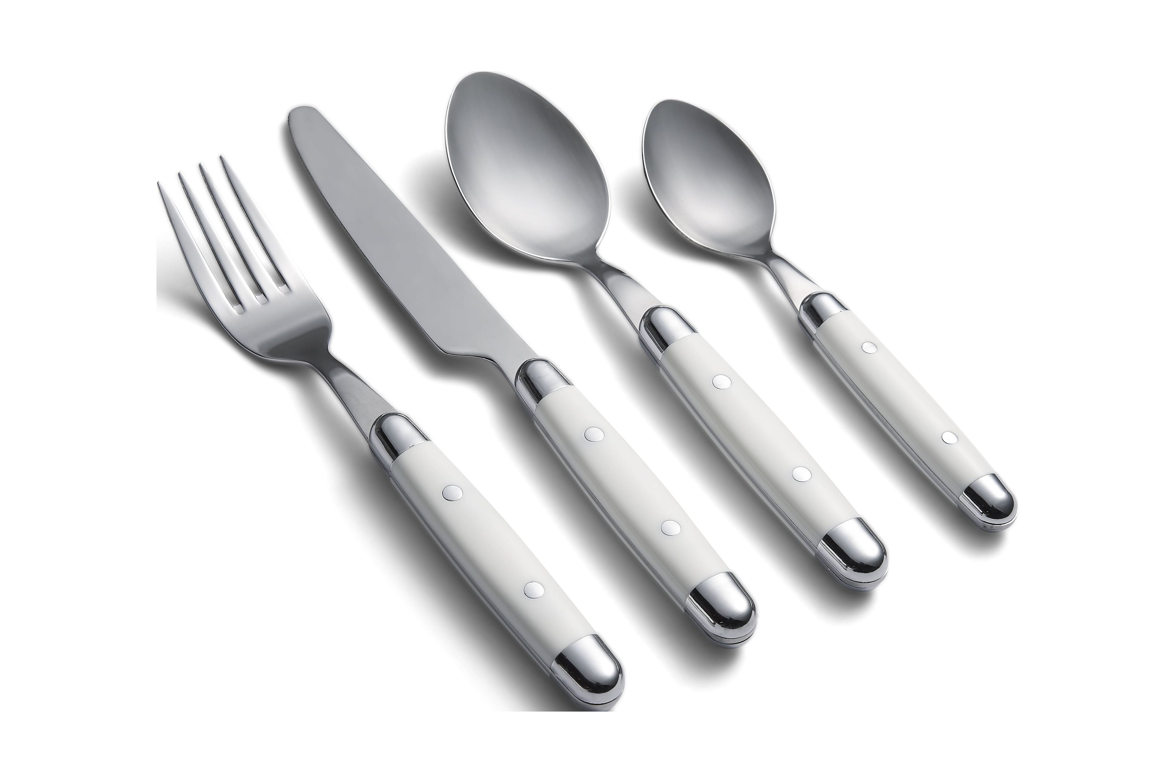 White and Stainless Steel 16-Piece Flatware Set, Service for 4