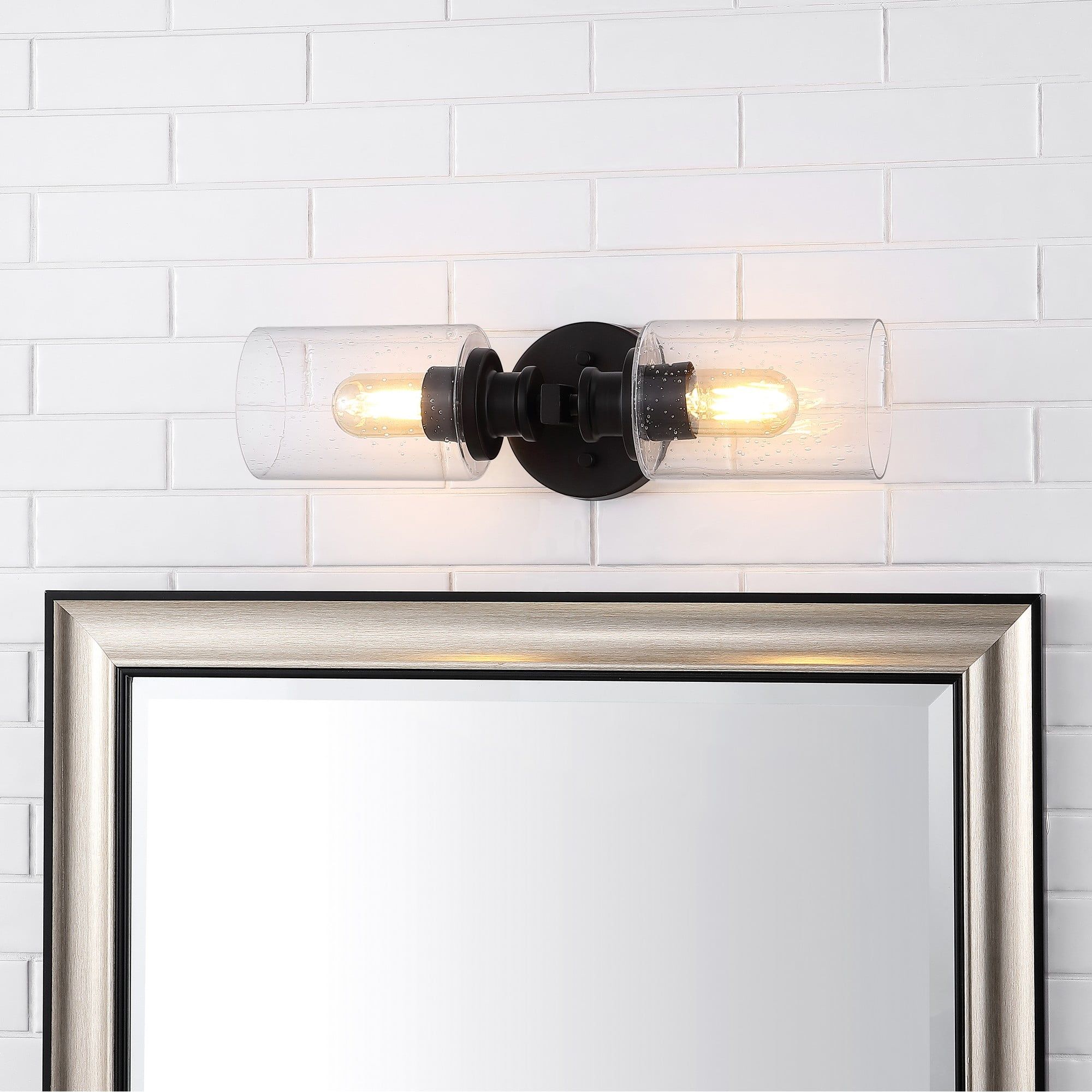 Black Iron Cylinder 2-Light LED Wall Sconce