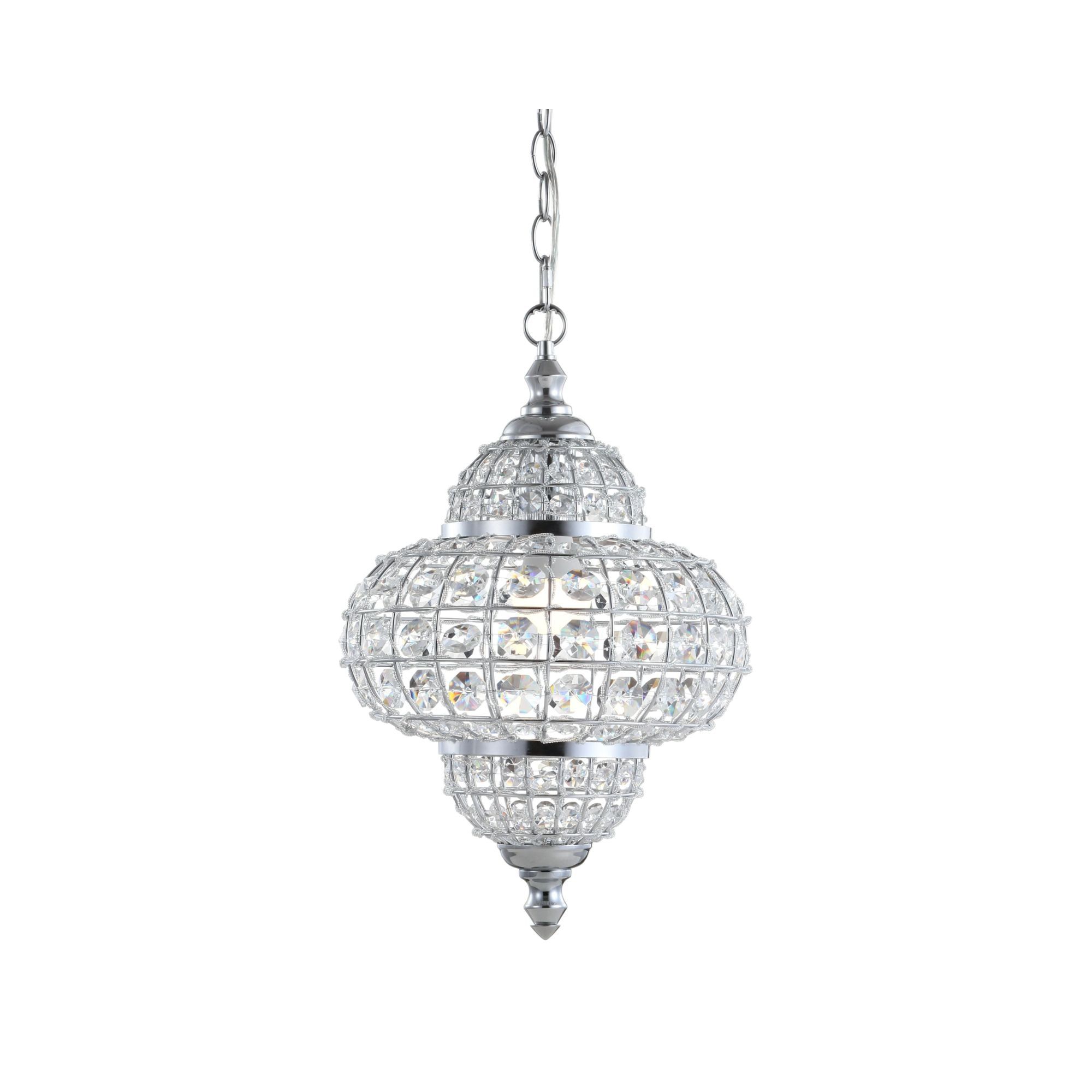 Juliette 19.5" Chrome and Crystal Modern LED Pendant Light