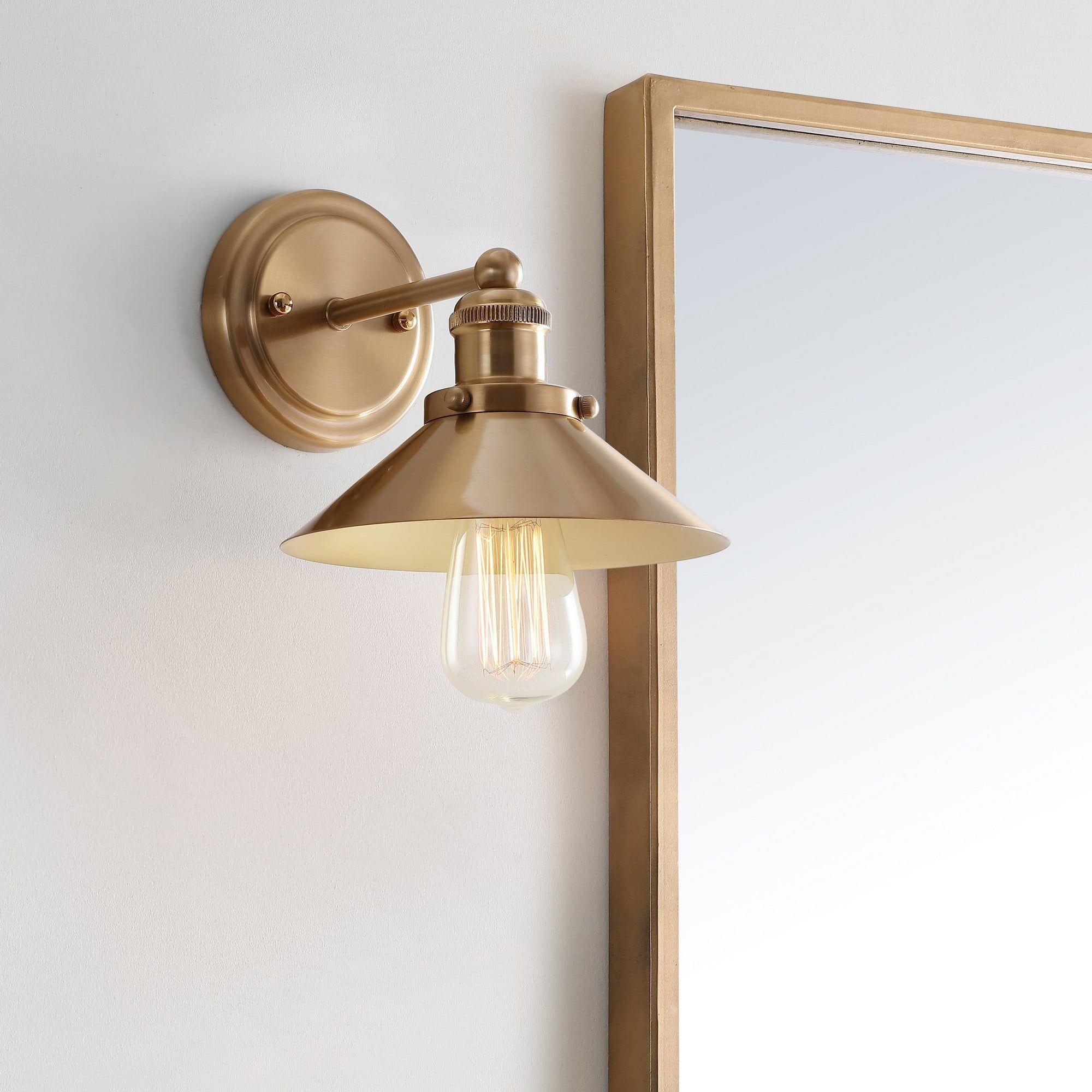 August 7.75" Brass Gold Wall Mount Sconce Light