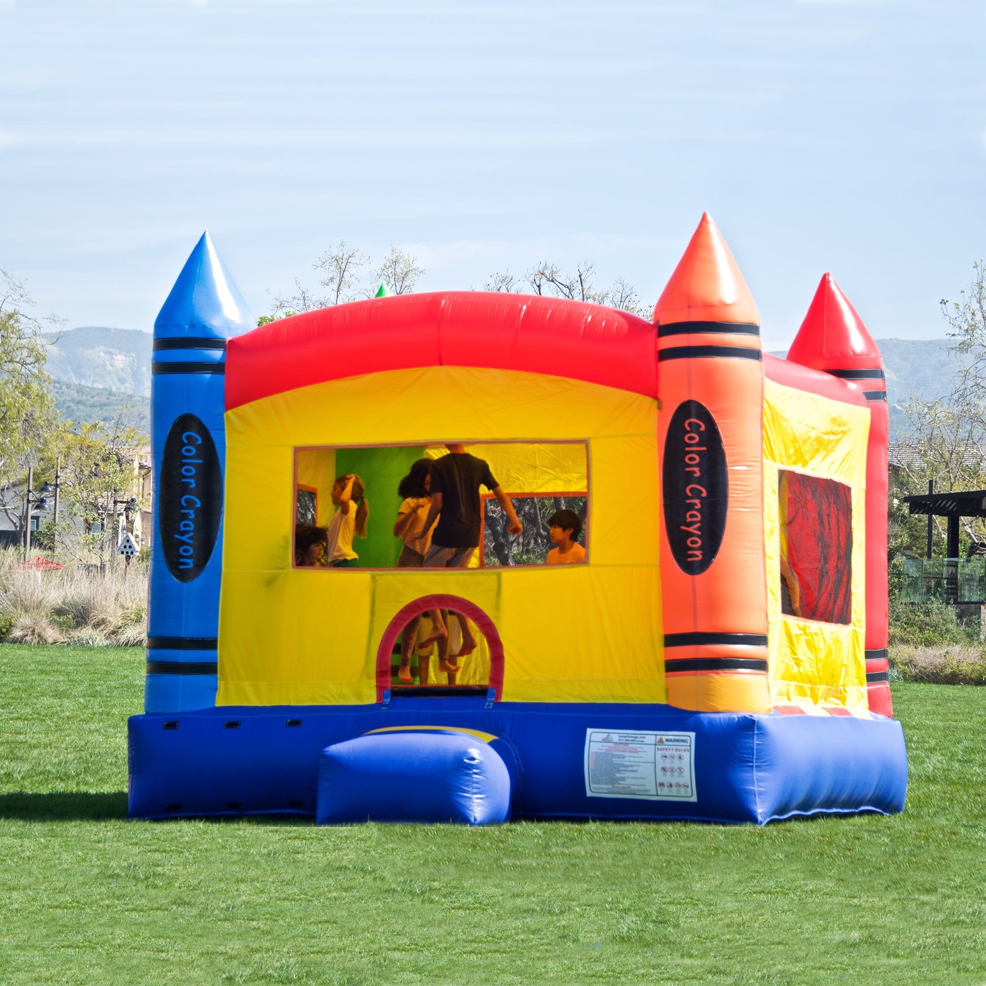 DuraLite Crayon-Themed Inflatable Bounce House with Slide