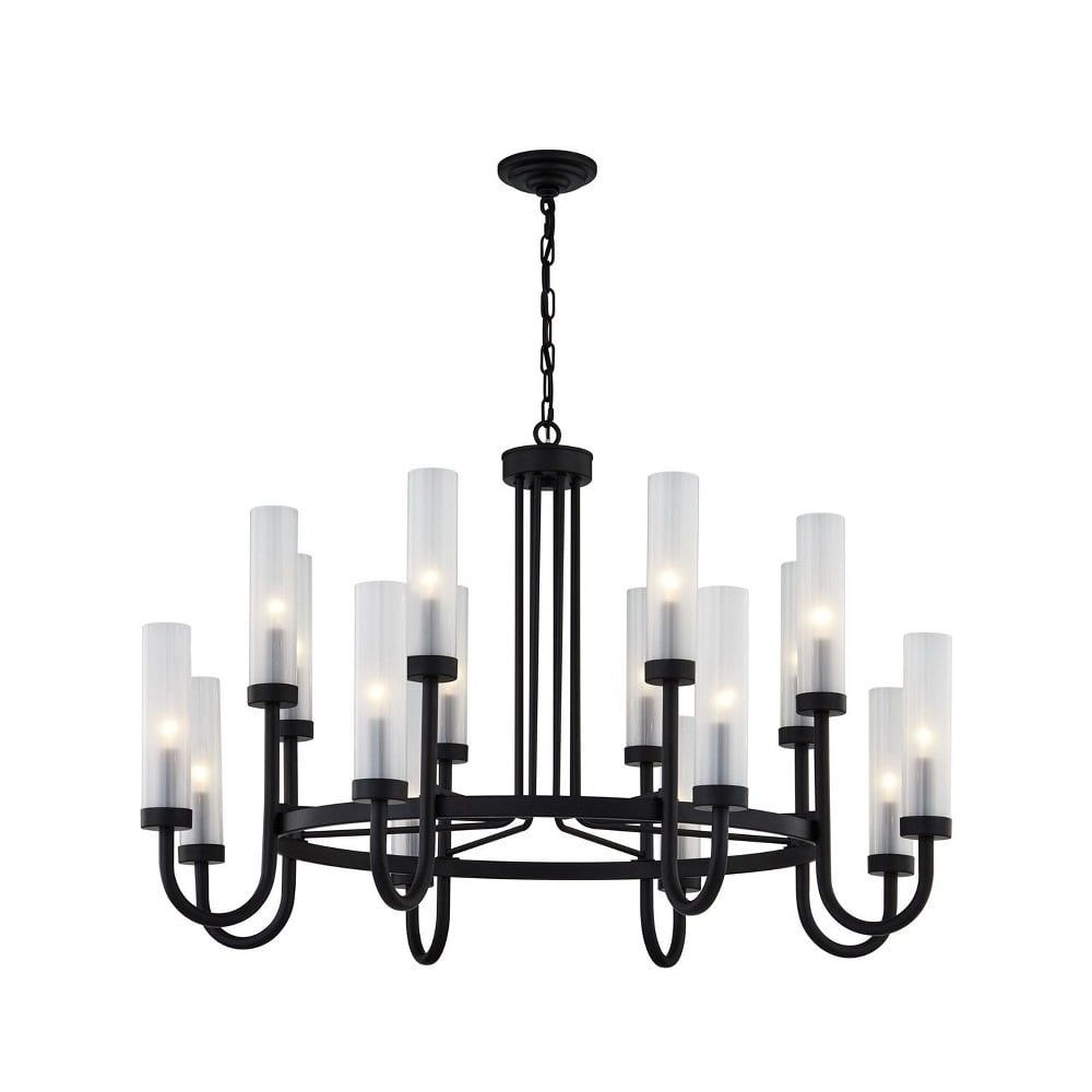 Elegant Anchor 42.5" Black Crystal Taper Candle Chandelier