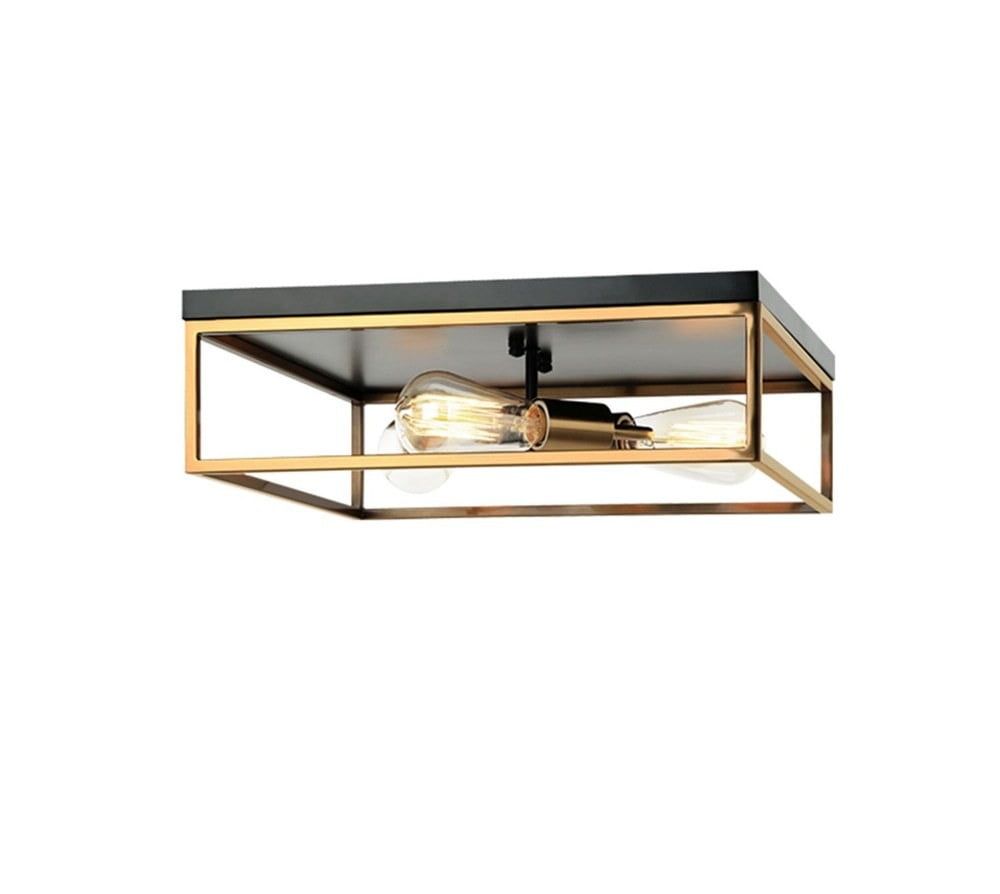 Knox Matte Black & Brass 3-Light Flush-Mount for Indoor/Outdoor