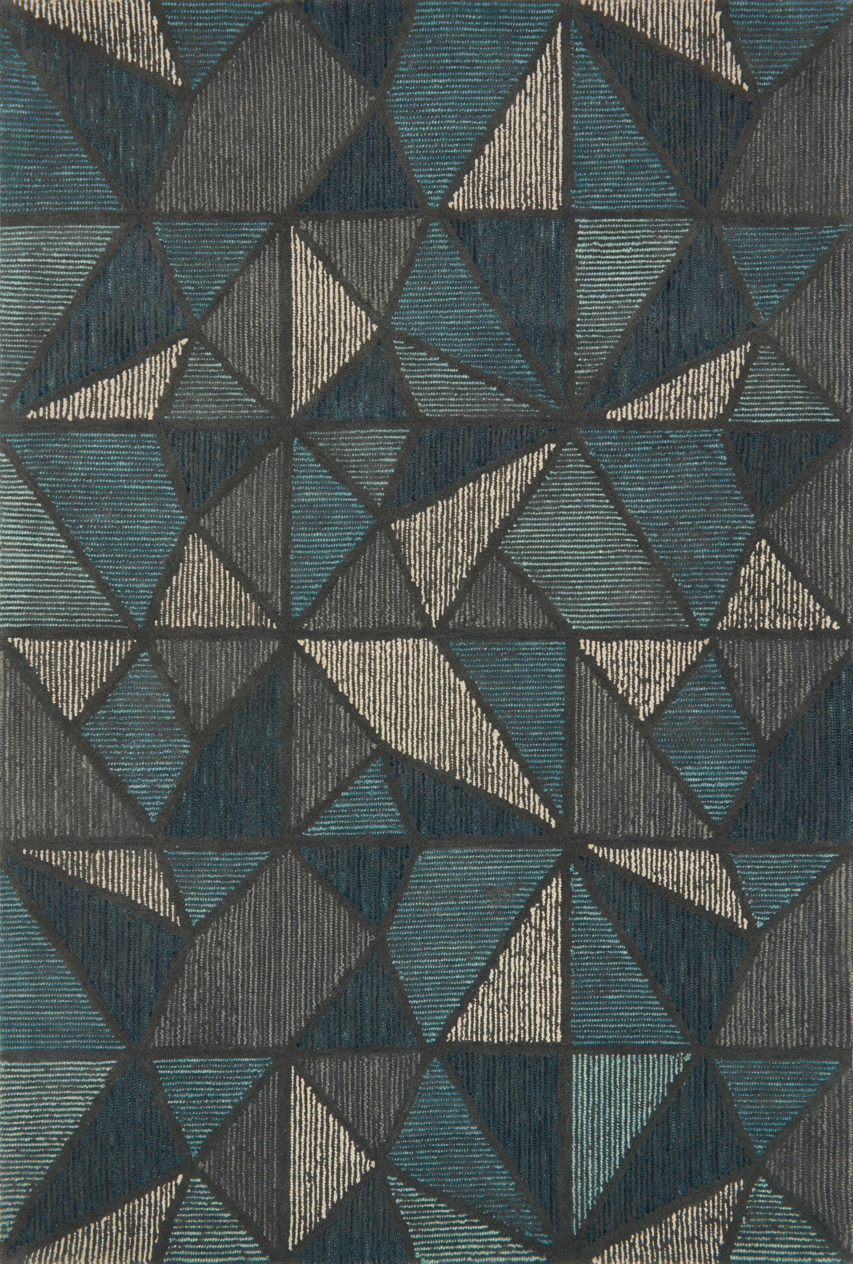 Hand-Tufted Teal and Grey Wool Area Rug 9'-3" x 13'