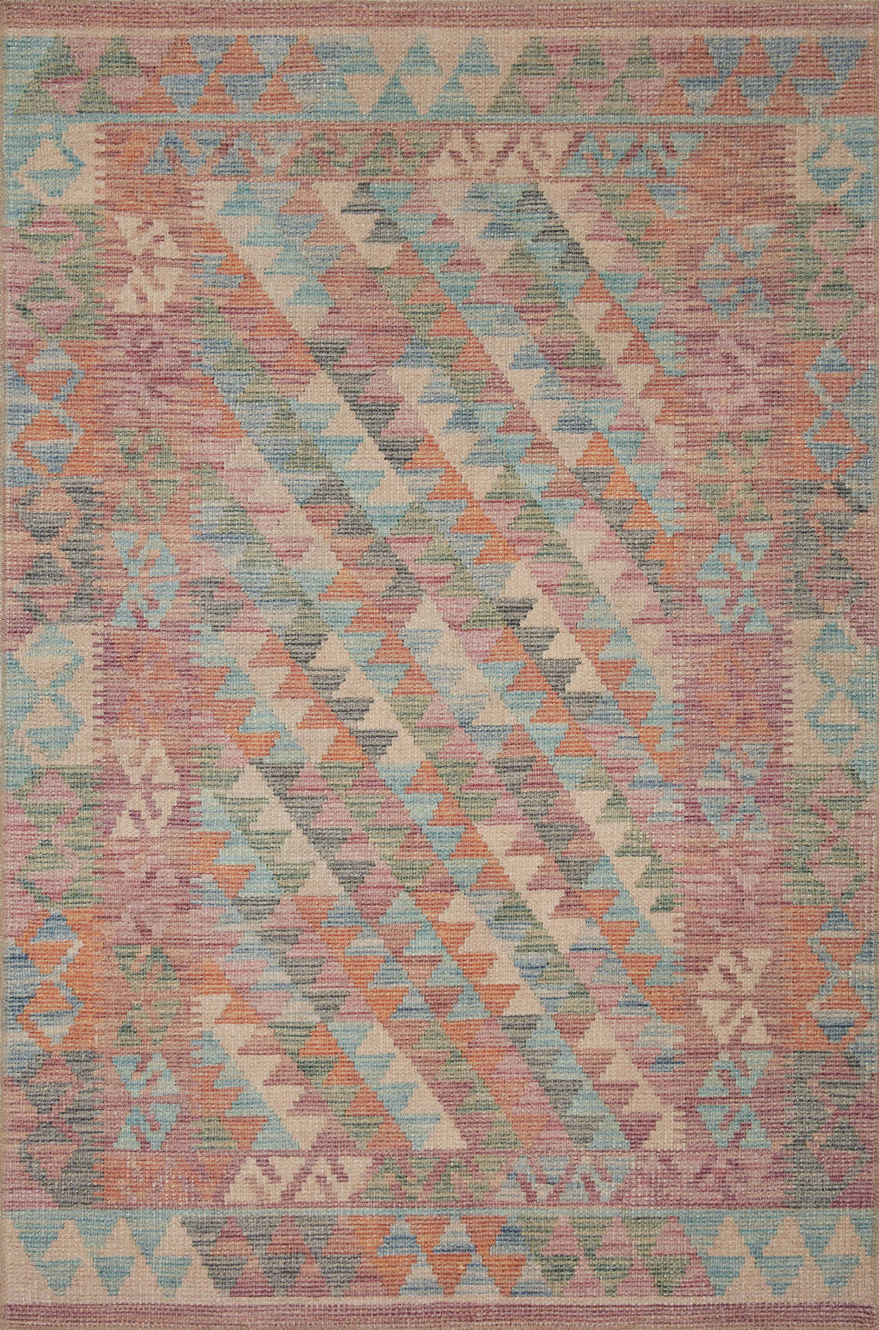 Bohemian Berry & Multi Geometric Synthetic Area Rug 2'-6" x 7'-6"