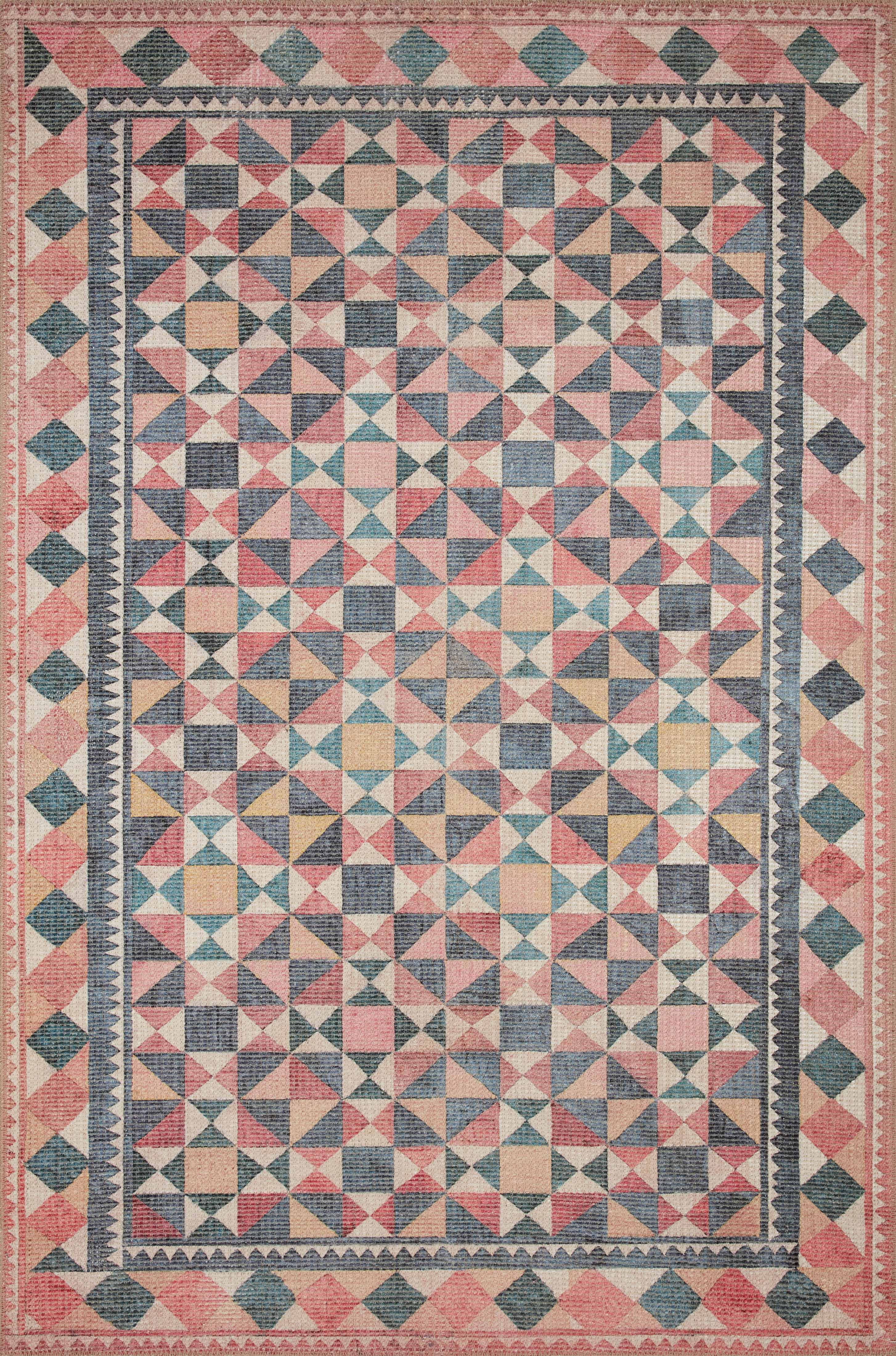 Bohemian Indigo Sunrise 2'6" x 11'6" Geometric Polyester Runner Rug