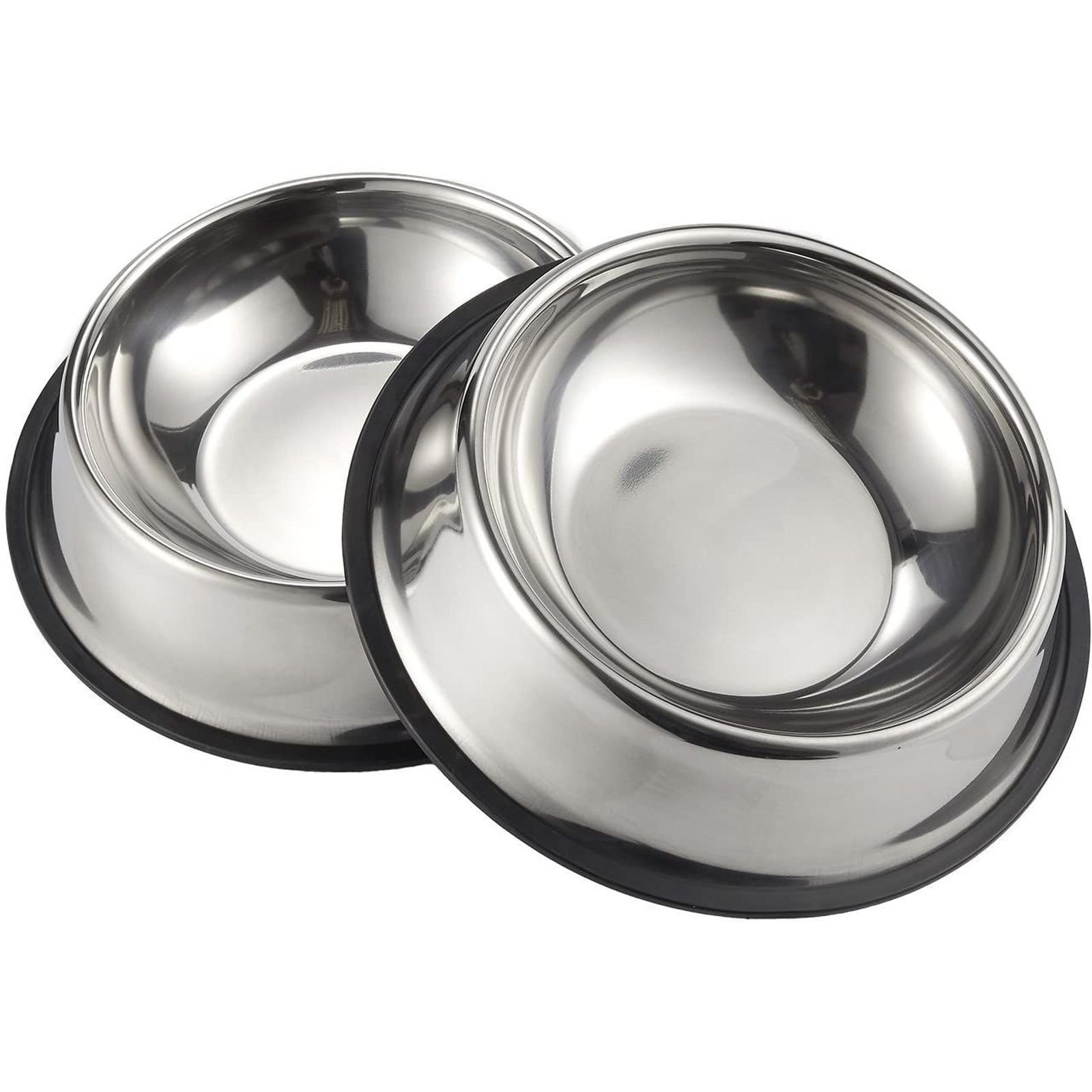 Stainless Steel Non-Skid Pet Food and Water Bowls Set