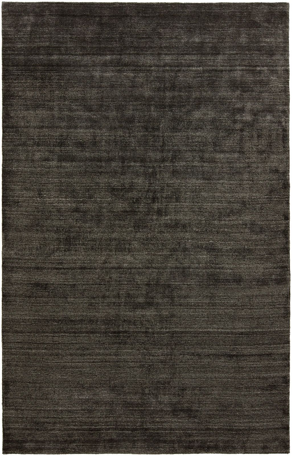 Charcoal Gray Hand-Knotted Wool and Viscose Area Rug