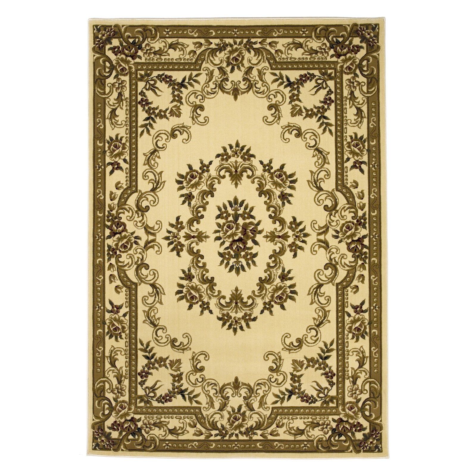 Ivory Floral Hand-knotted Synthetic Medium Rug