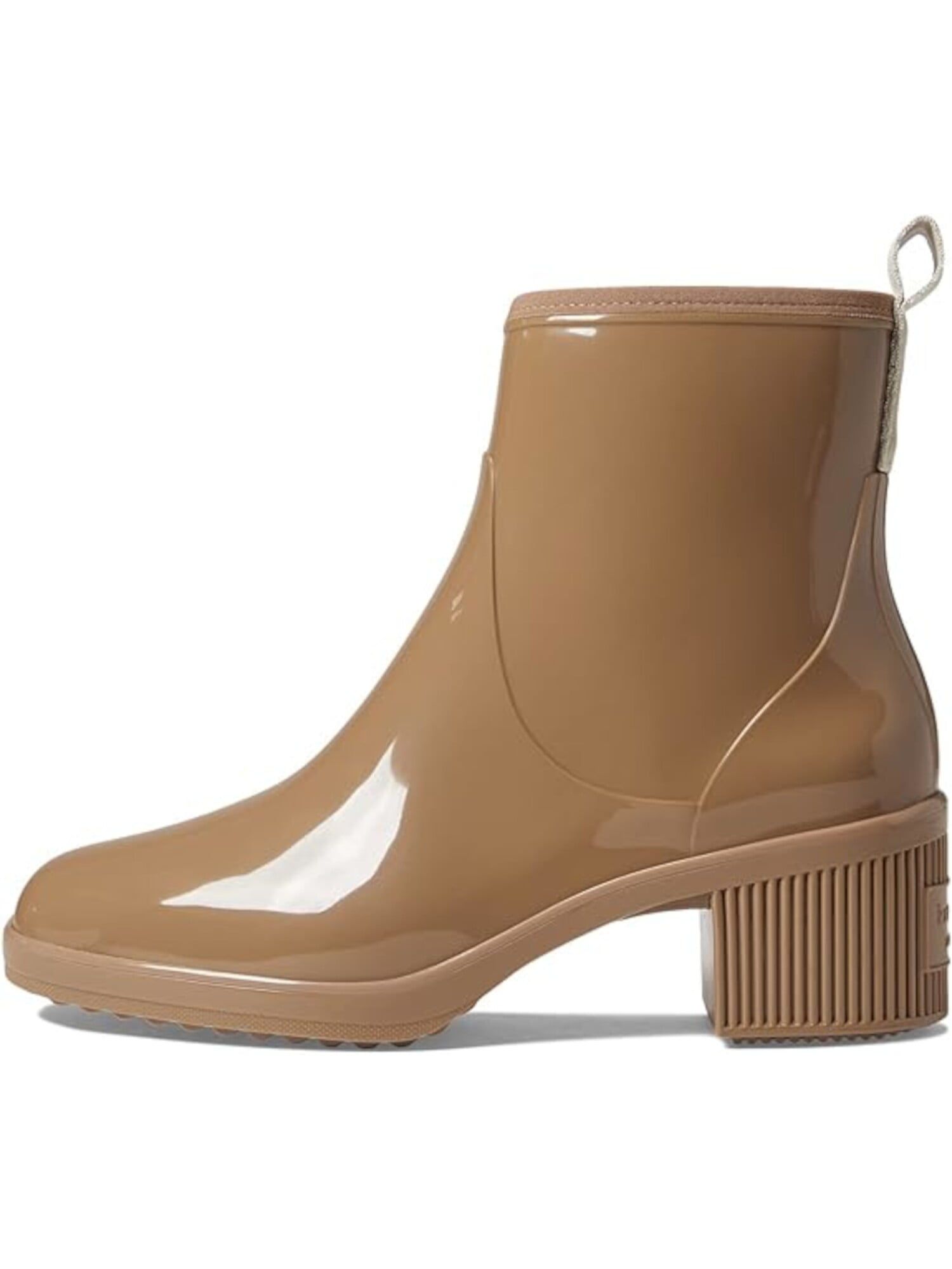 Rustic Light Brown Rubber Rain Boots with Side Zip Size 10