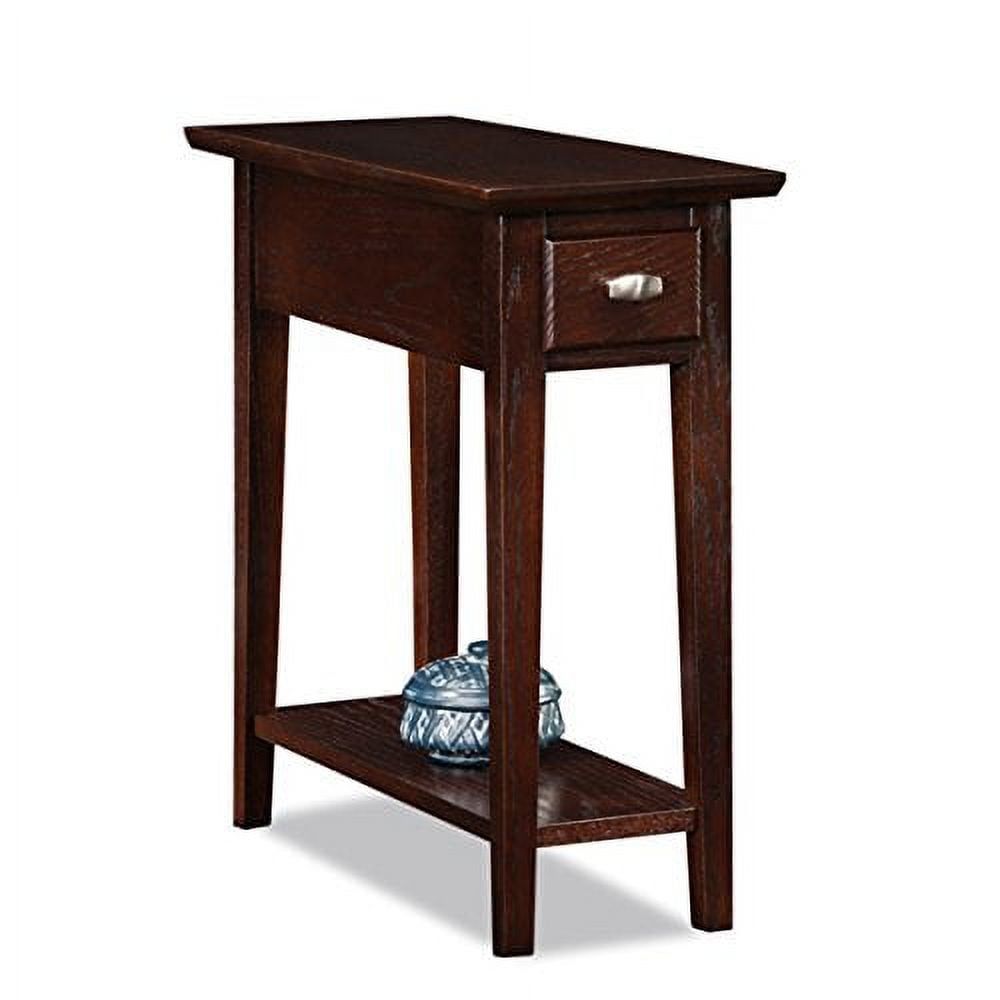 Versatile Chocolate Oak Chairside Table with Storage