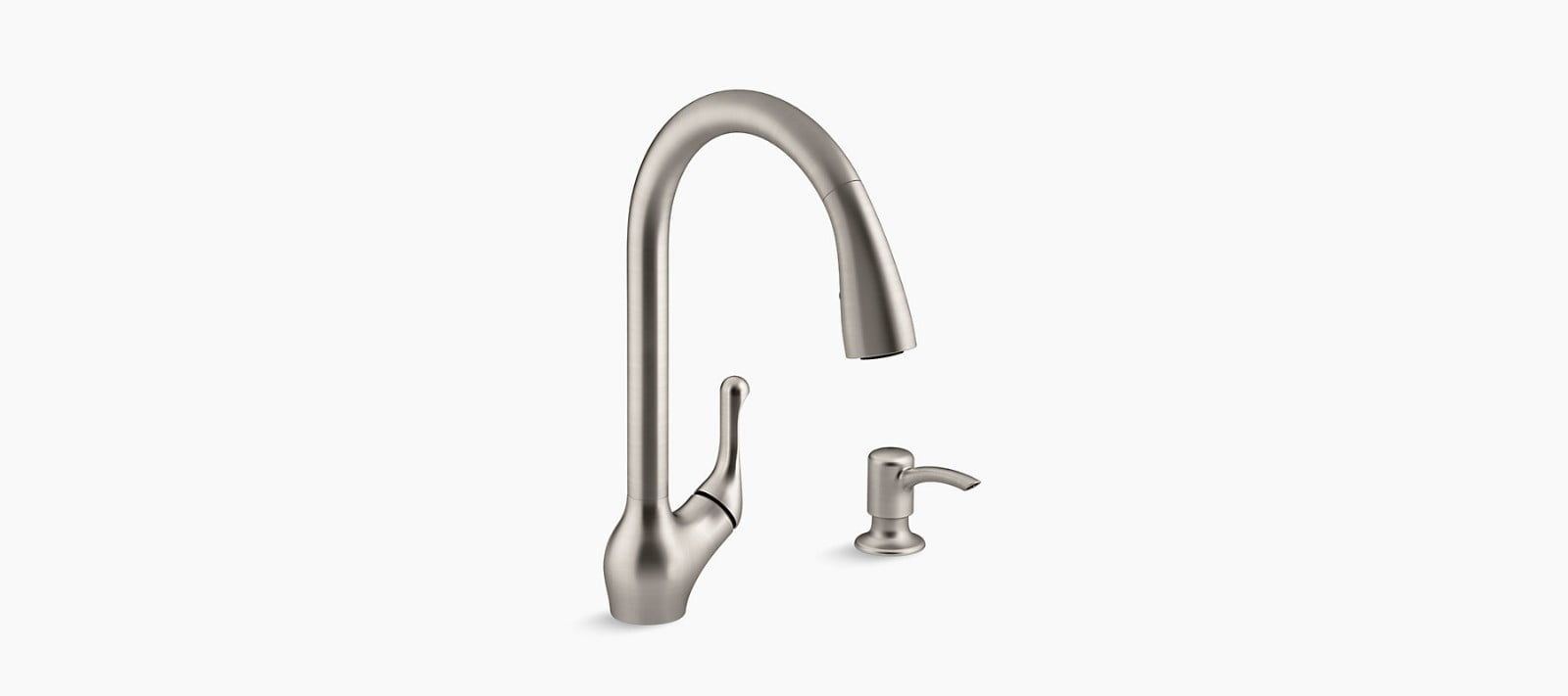 Vibrant Stainless Steel Pull-Down Kitchen Faucet with Soap Dispenser