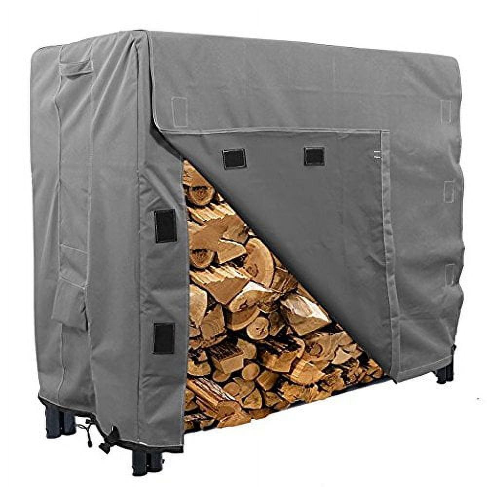 4-Foot Grey UV-Resistant Waterproof Firewood Log Rack Cover