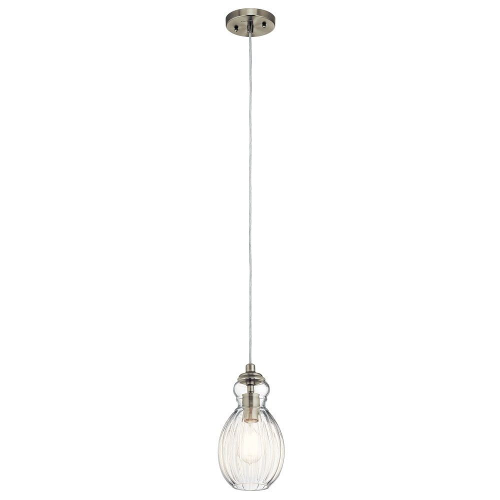 Riviera 6" Mini Pendant Light in Brushed Nickel with Clear Glass