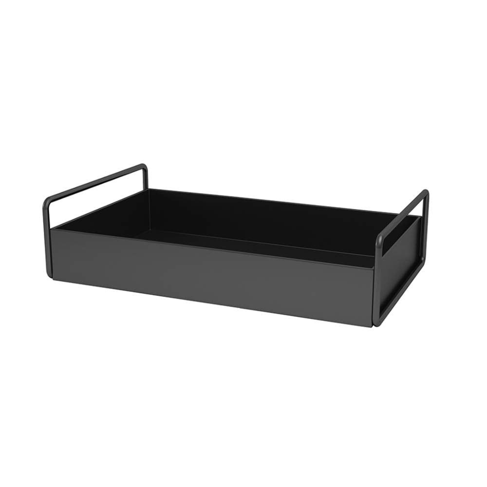 Black Polished Metal Bathroom Countertop Organizer Tray