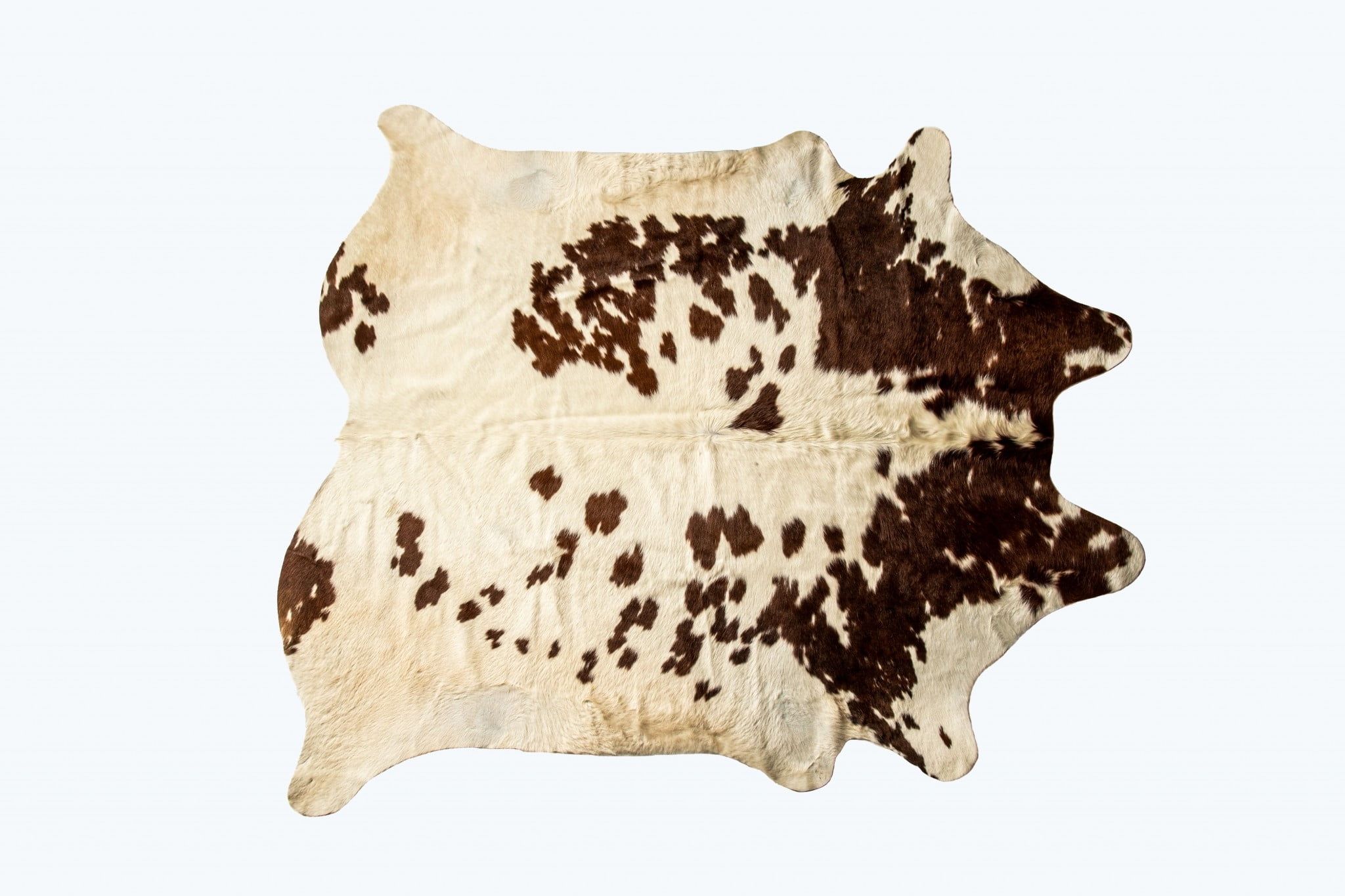 72" x 84" White and Brown Handmade Cowhide Rug