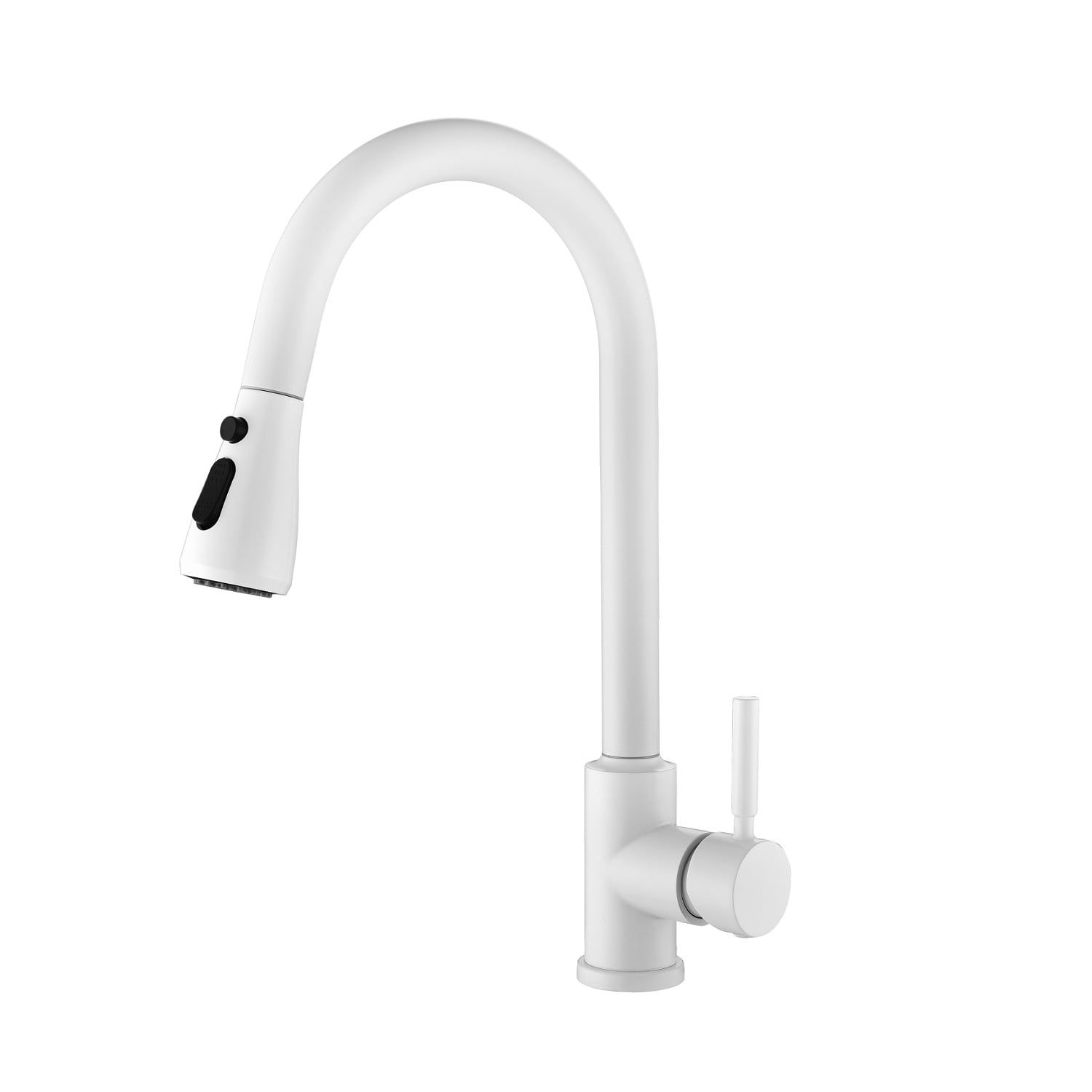 White Stainless Steel Pull-Out Spray Kitchen Faucet