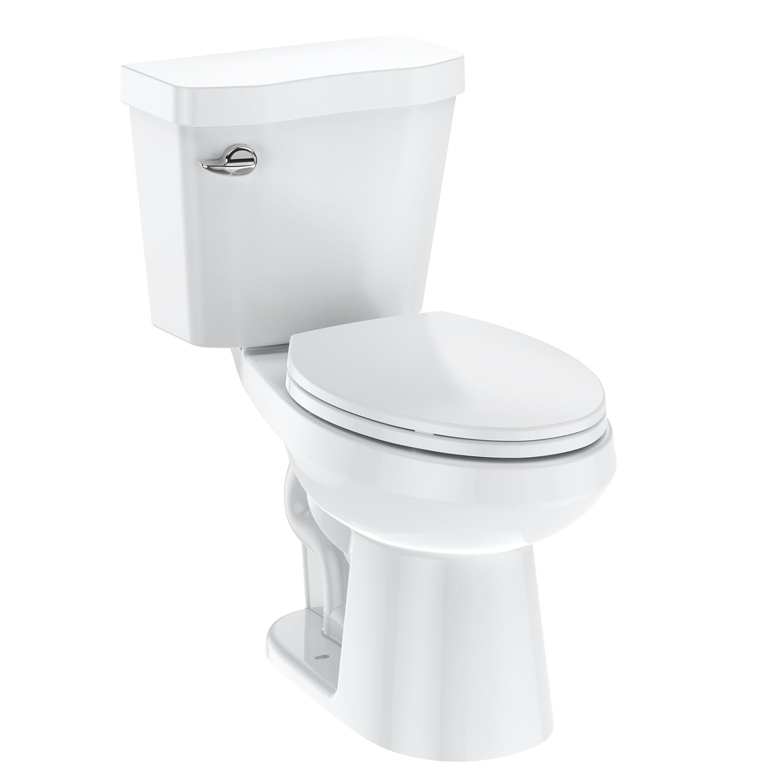 White Ceramic Two-Piece Elongated ADA Height Toilet