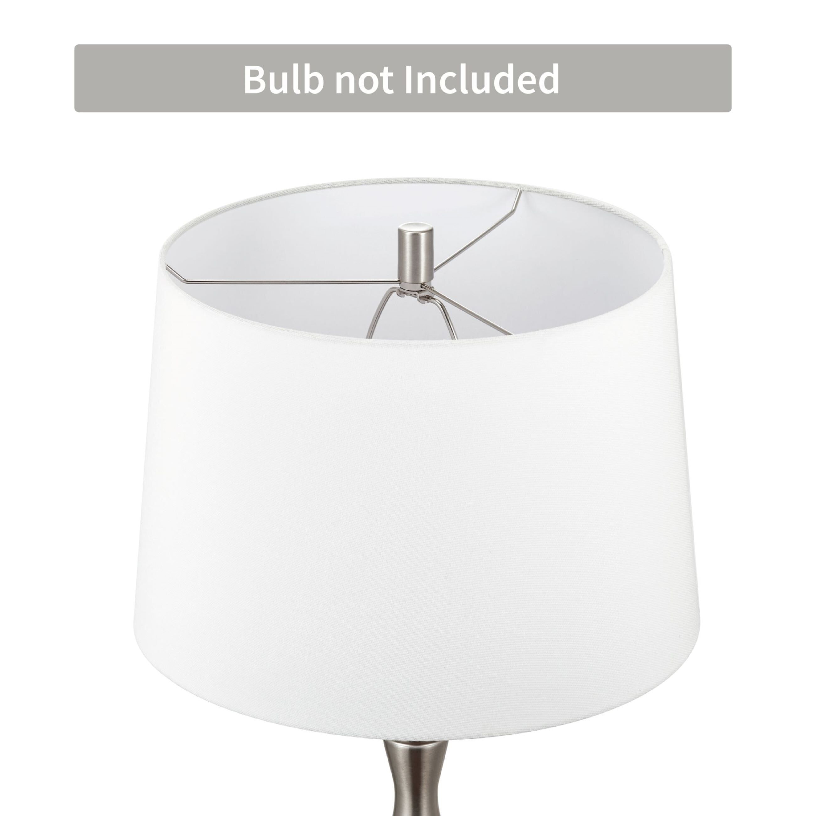 Brushed Nickel Bamboo Design Floor Lamp with White Drum Shade