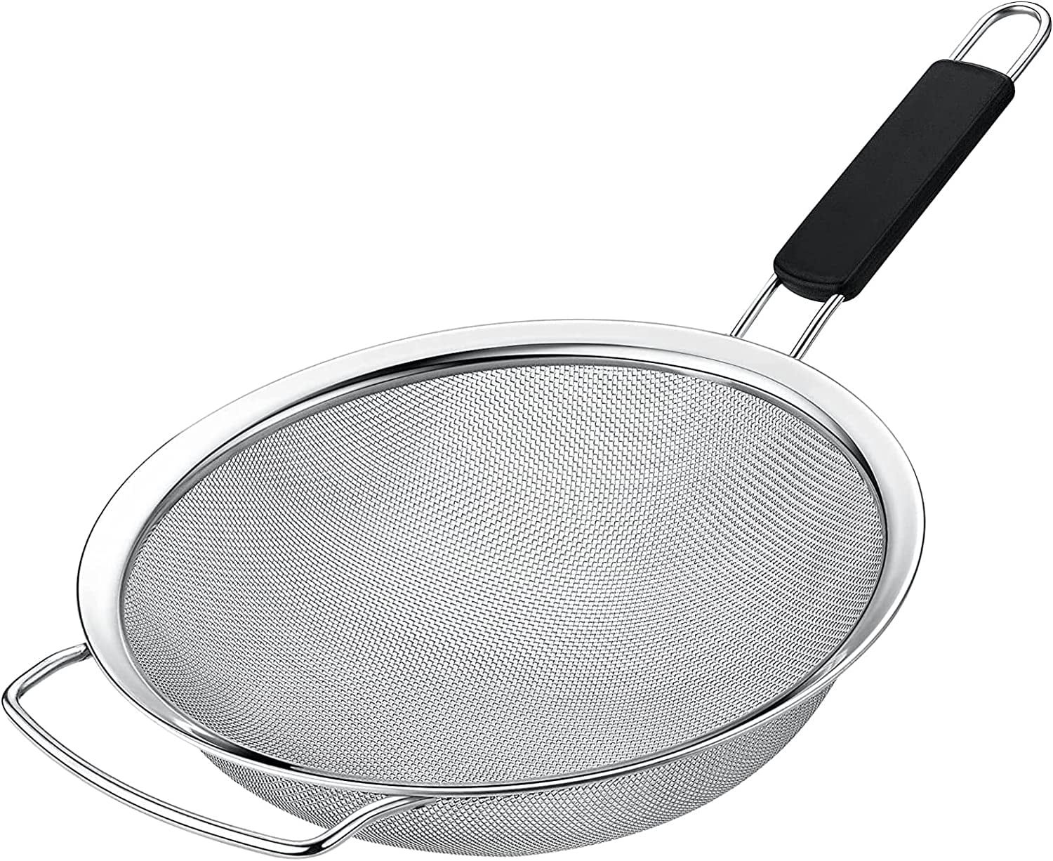 10'' Stainless Steel Fine Mesh Strainer with Rubber Handle