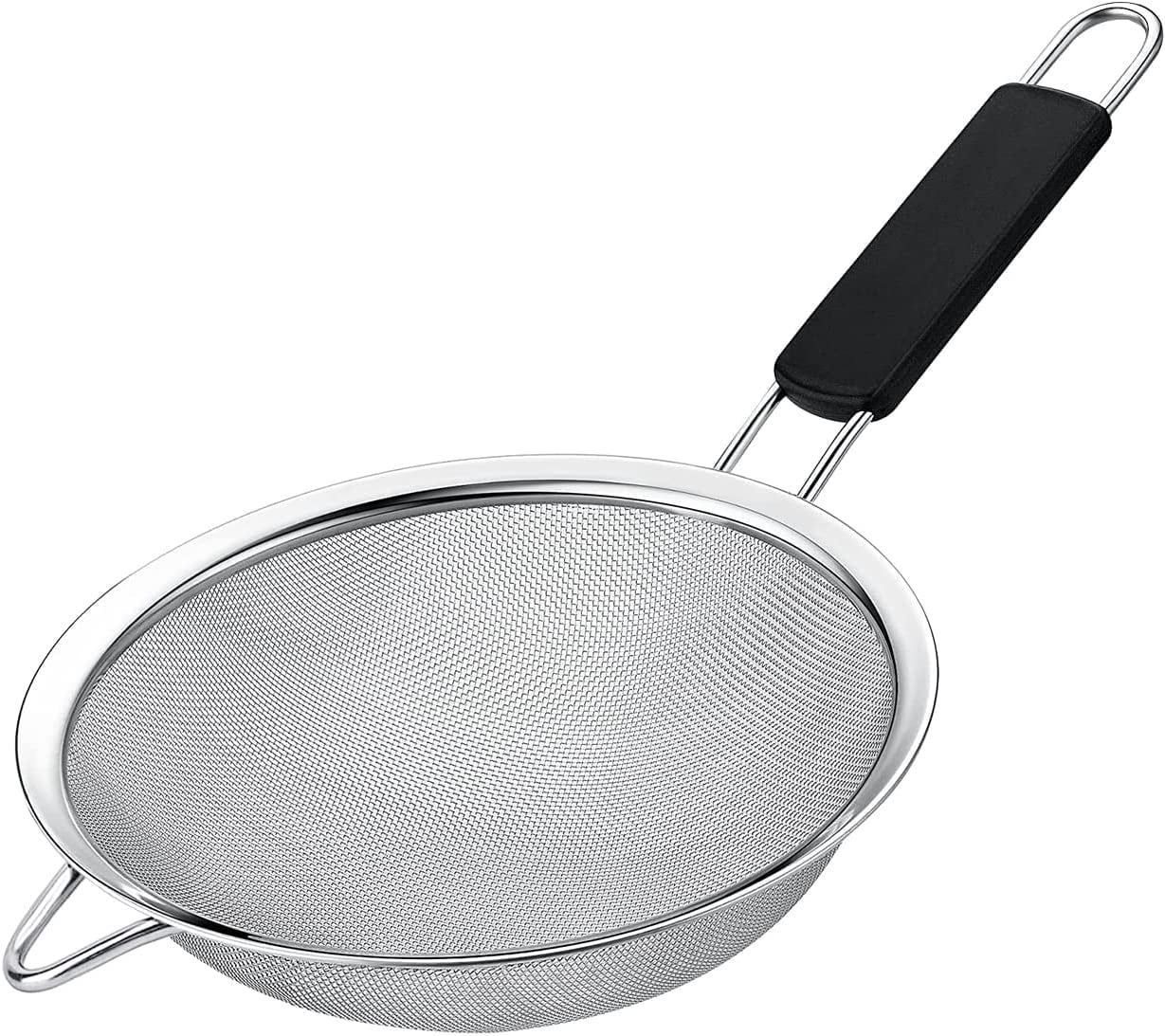 6.3" Stainless Steel Fine Mesh Strainer with Black Handle