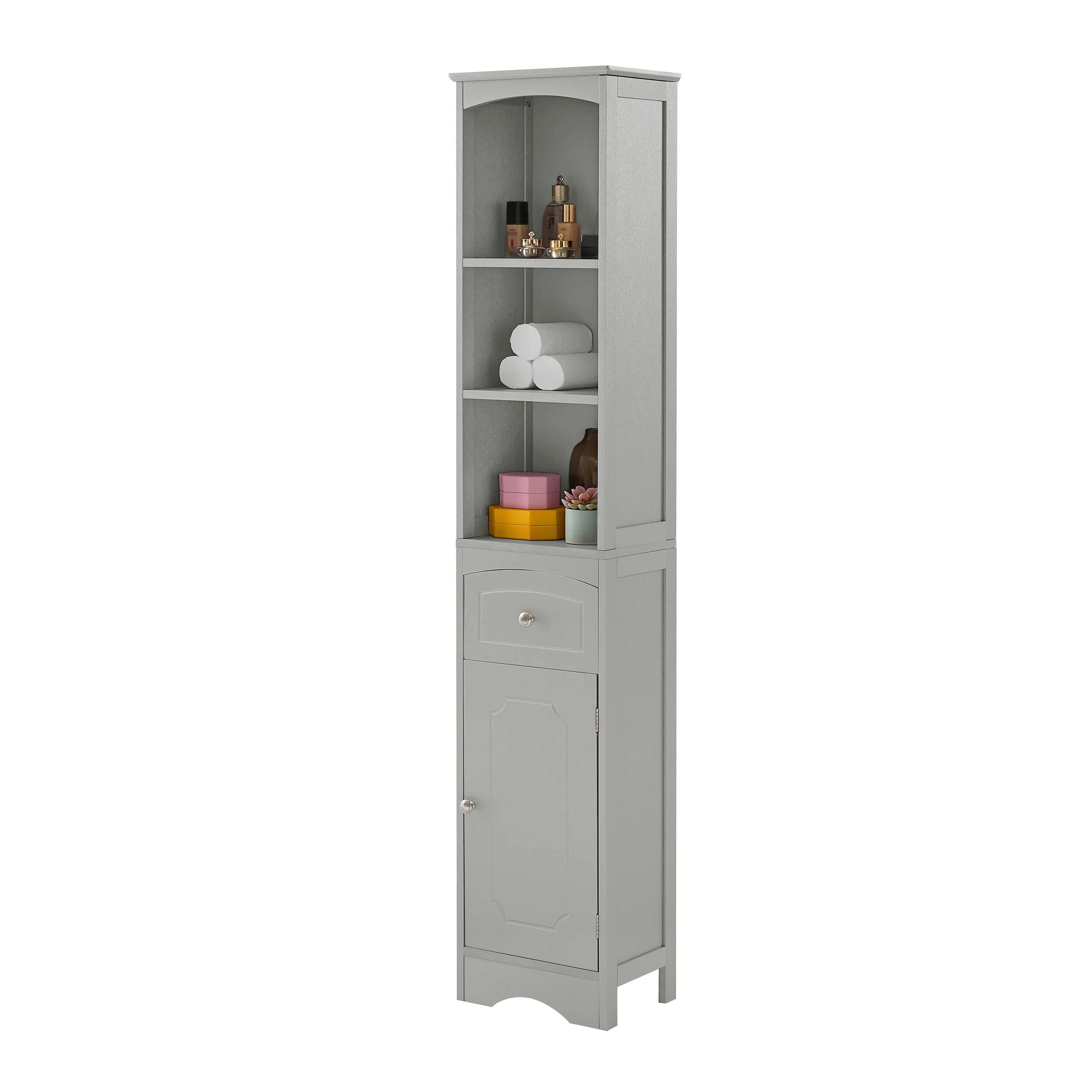 Gray Tall Freestanding Bathroom Storage Cabinet with Adjustable Shelving