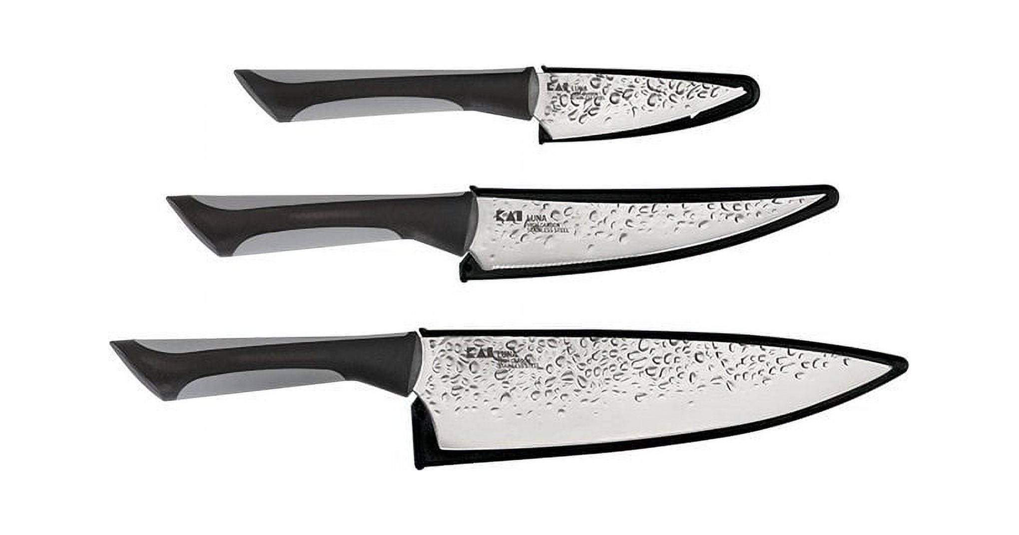 Kai Luna 3-Piece Stainless Steel Knife Set with Black Handles