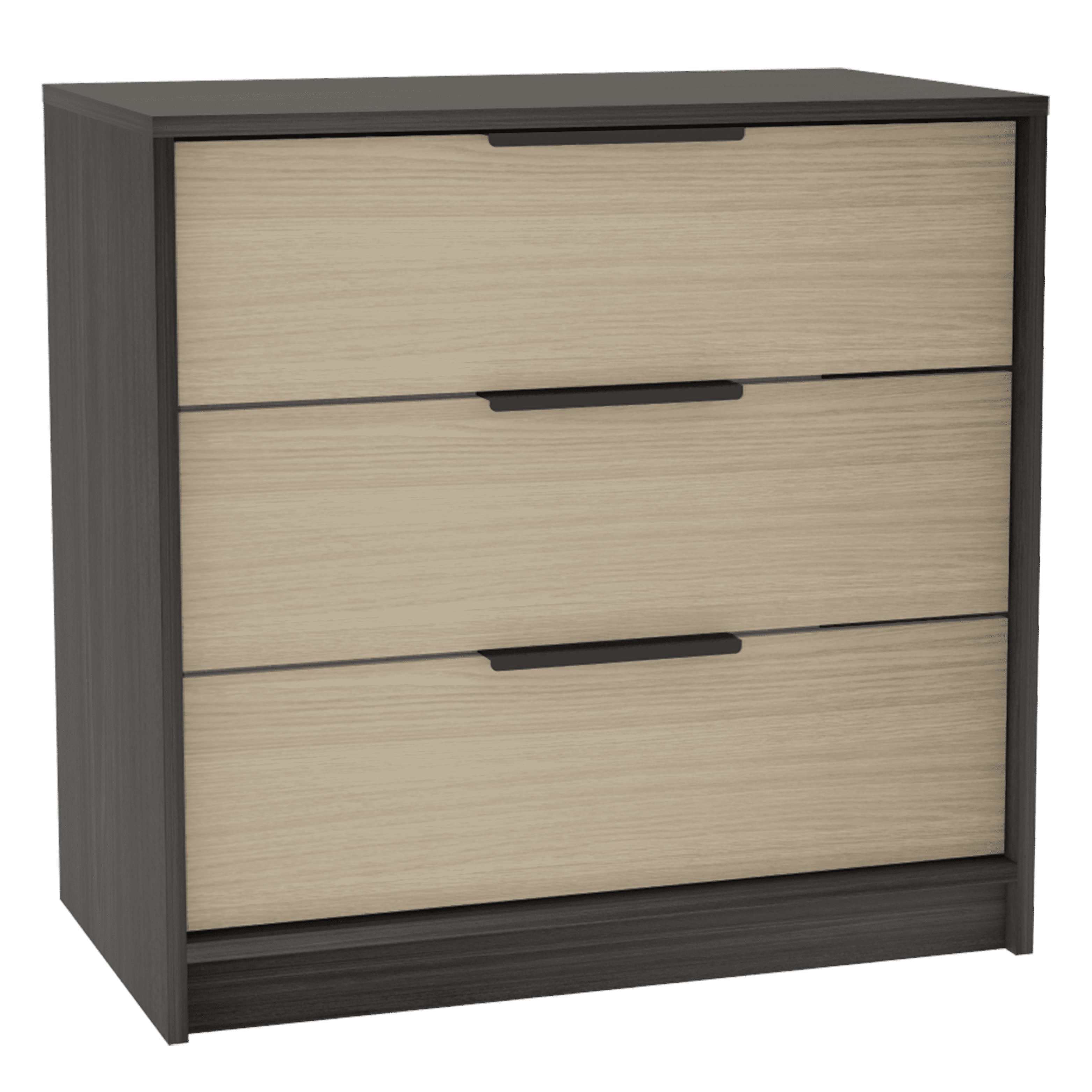 Kaia Industrial Gray and Oak 3-Drawer Dresser
