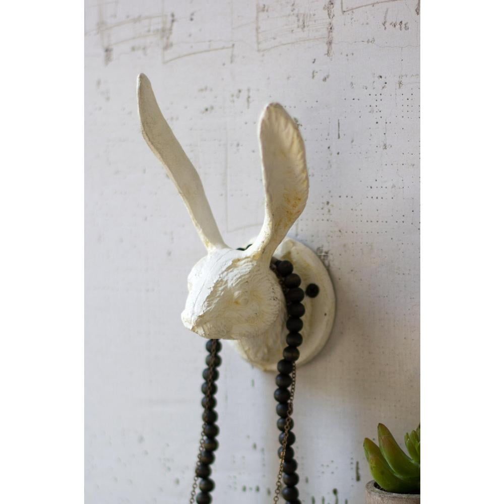 Antique White Cast Iron Rabbit Wall Hook