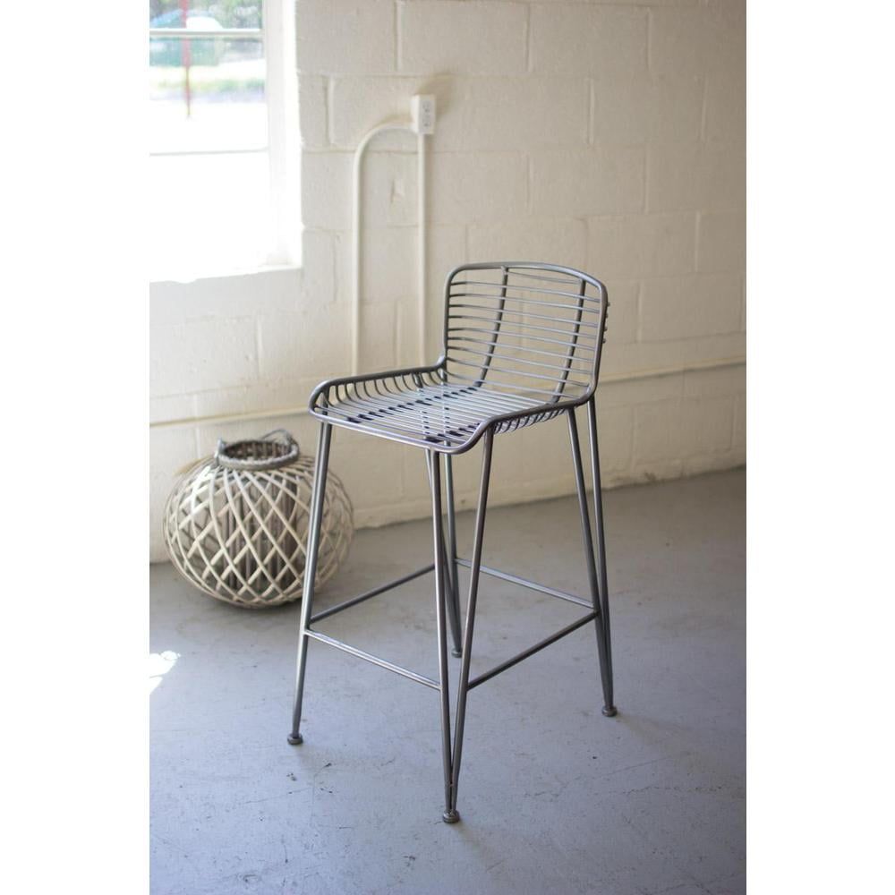 Gray Metal and Wood Industrial Bar Stool