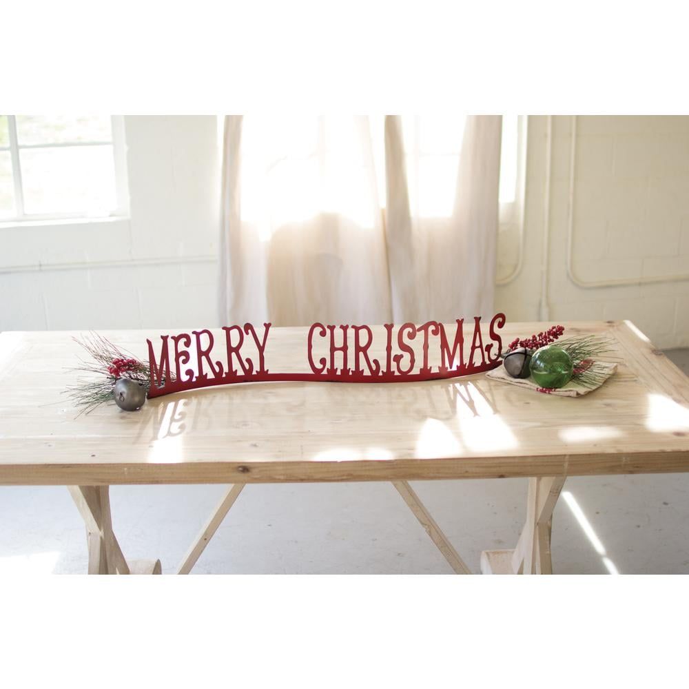 Red Metal Merry Christmas Tabletop Sign