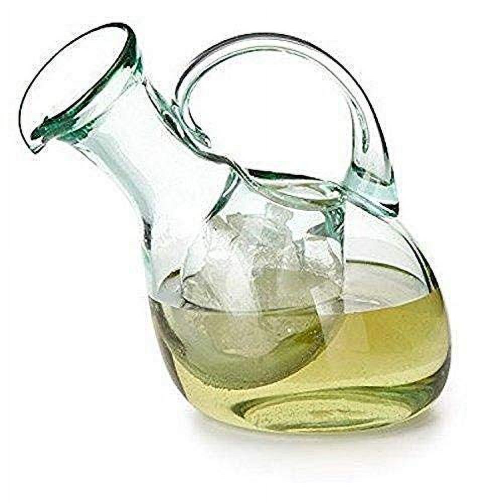 Tilted Clear Glass Wine Decanter with Ice Pocket