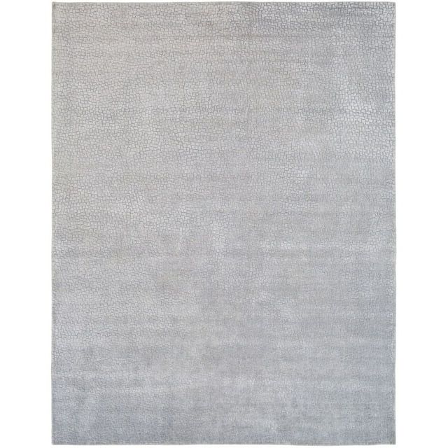 Handmade Renzo 9' x 12' Solid Gray Wool-Viscose Blend Area Rug