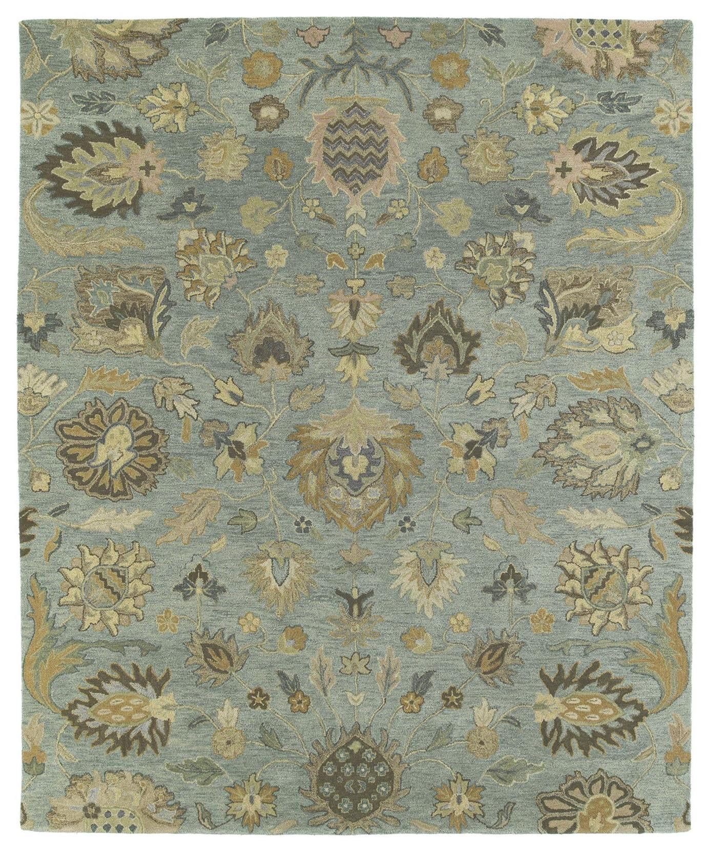 Elegant Hand-Tufted Wool Rectangular Rug in Serene Blue, 8' x 10'