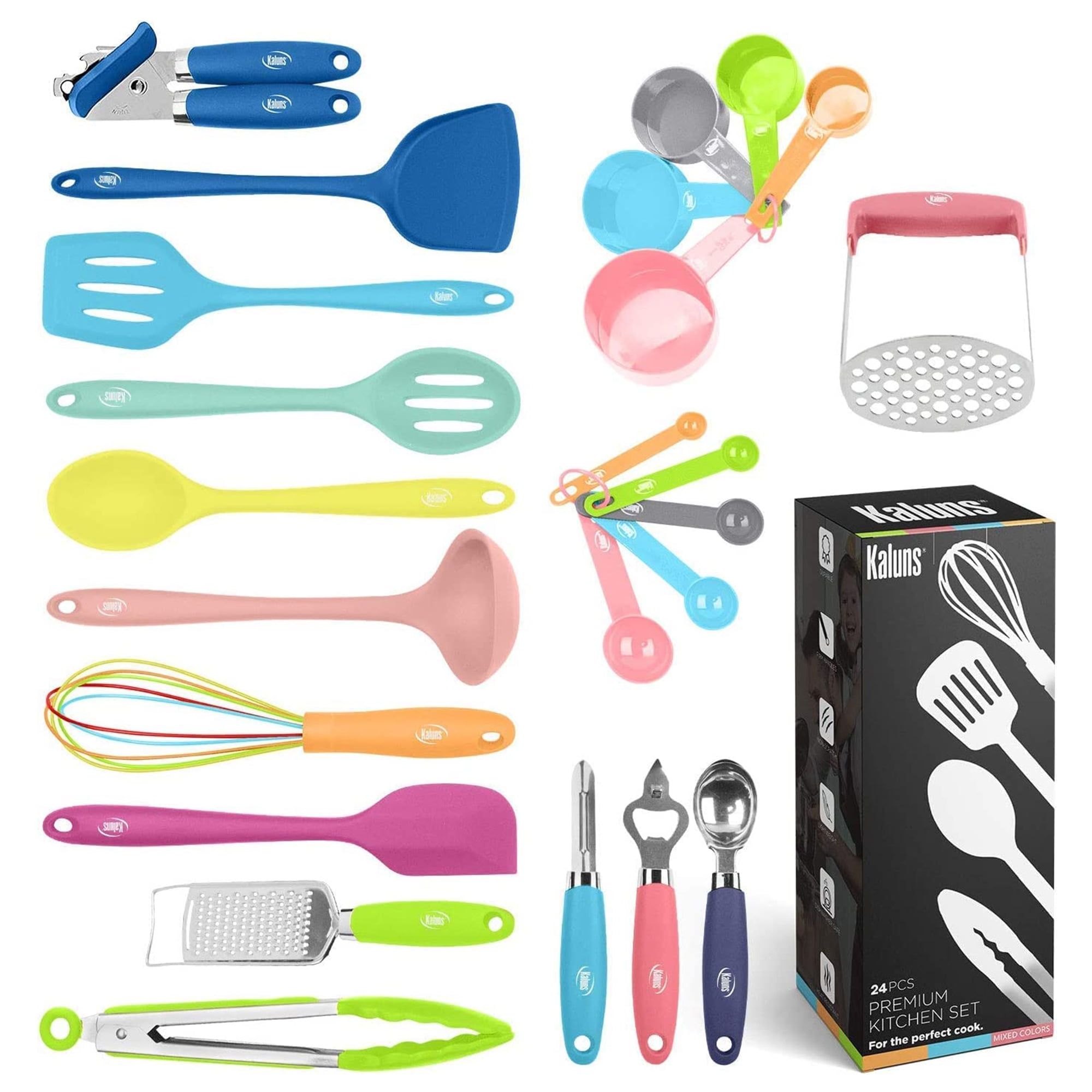 Kaluns 24-Pc Silicone Cooking Utensils Set Apartment Essentials Kitchen Tools