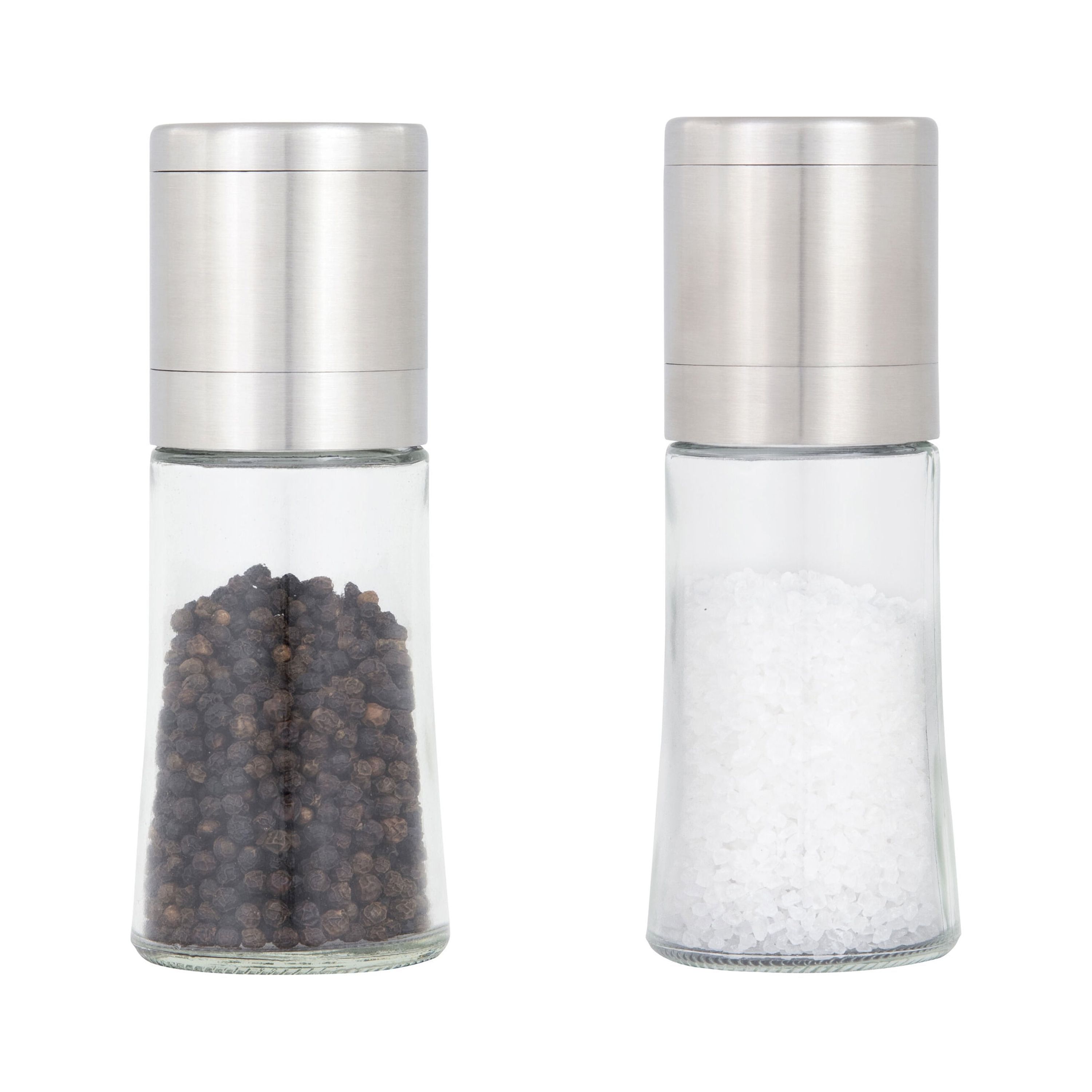 Elite Stainless Steel and Glass Salt and Pepper Grinder Set