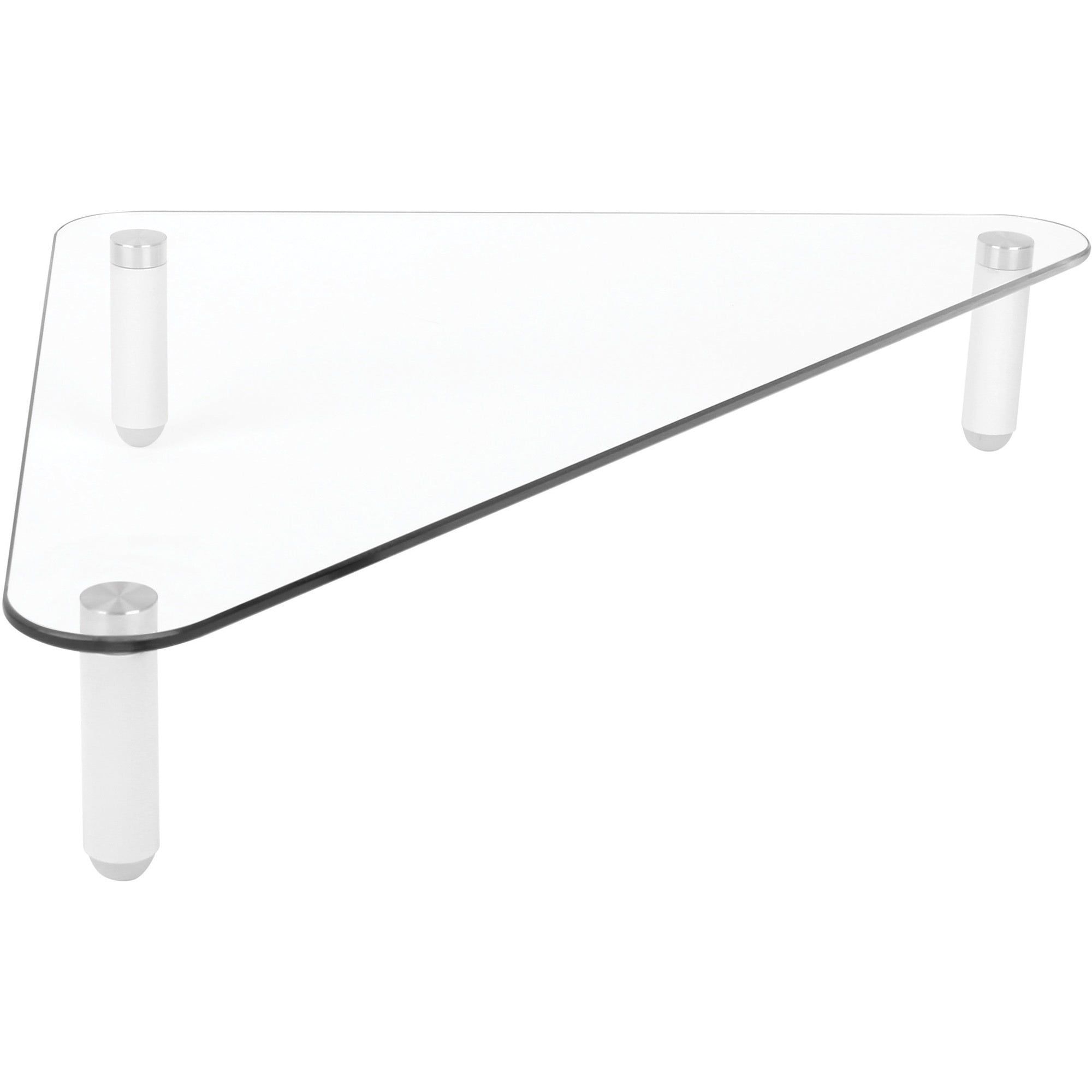 Clear Glass Corner Monitor Riser with Non-Skid Feet