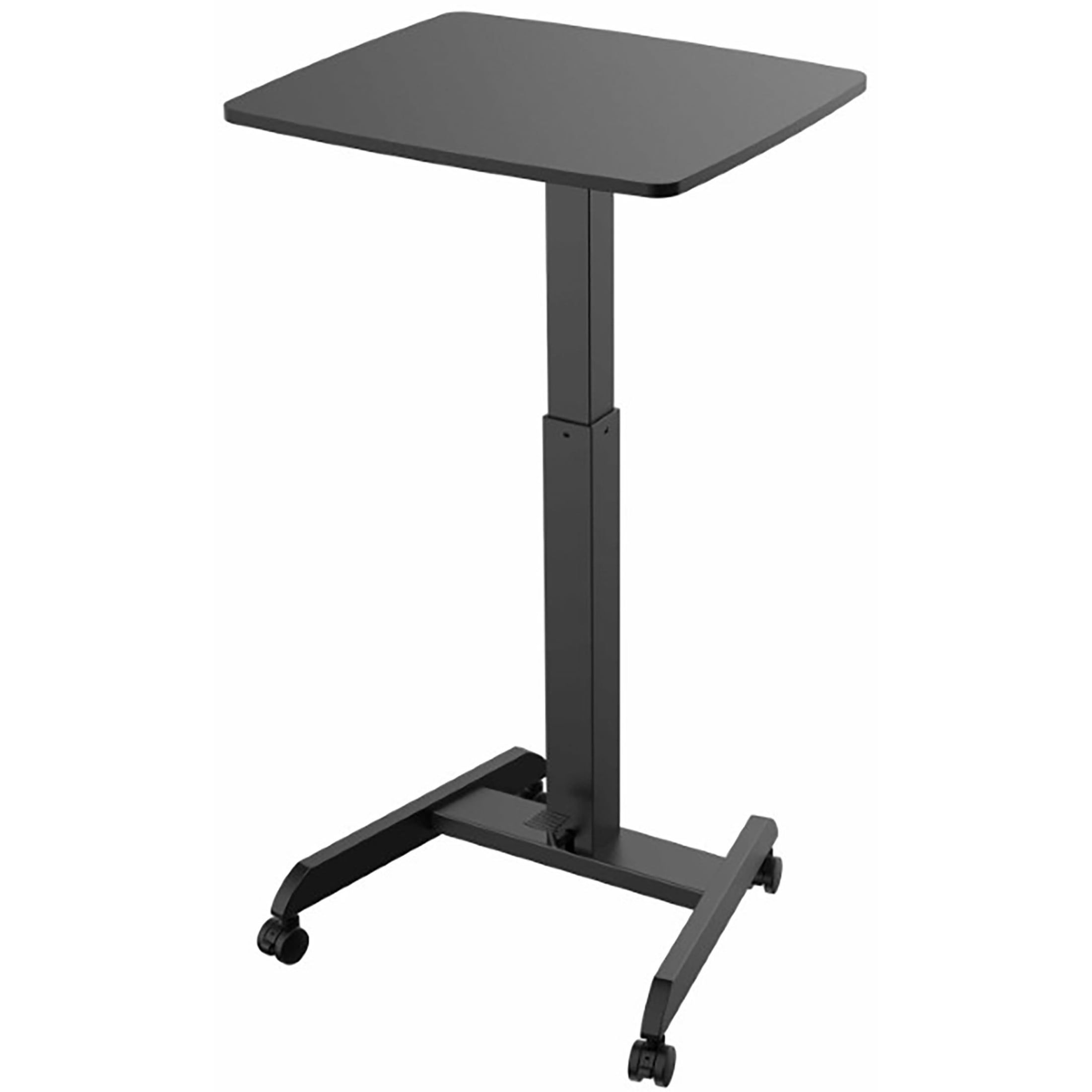 Adjustable Mobile Sit-Stand Desk in Black with Pneumatic Lift