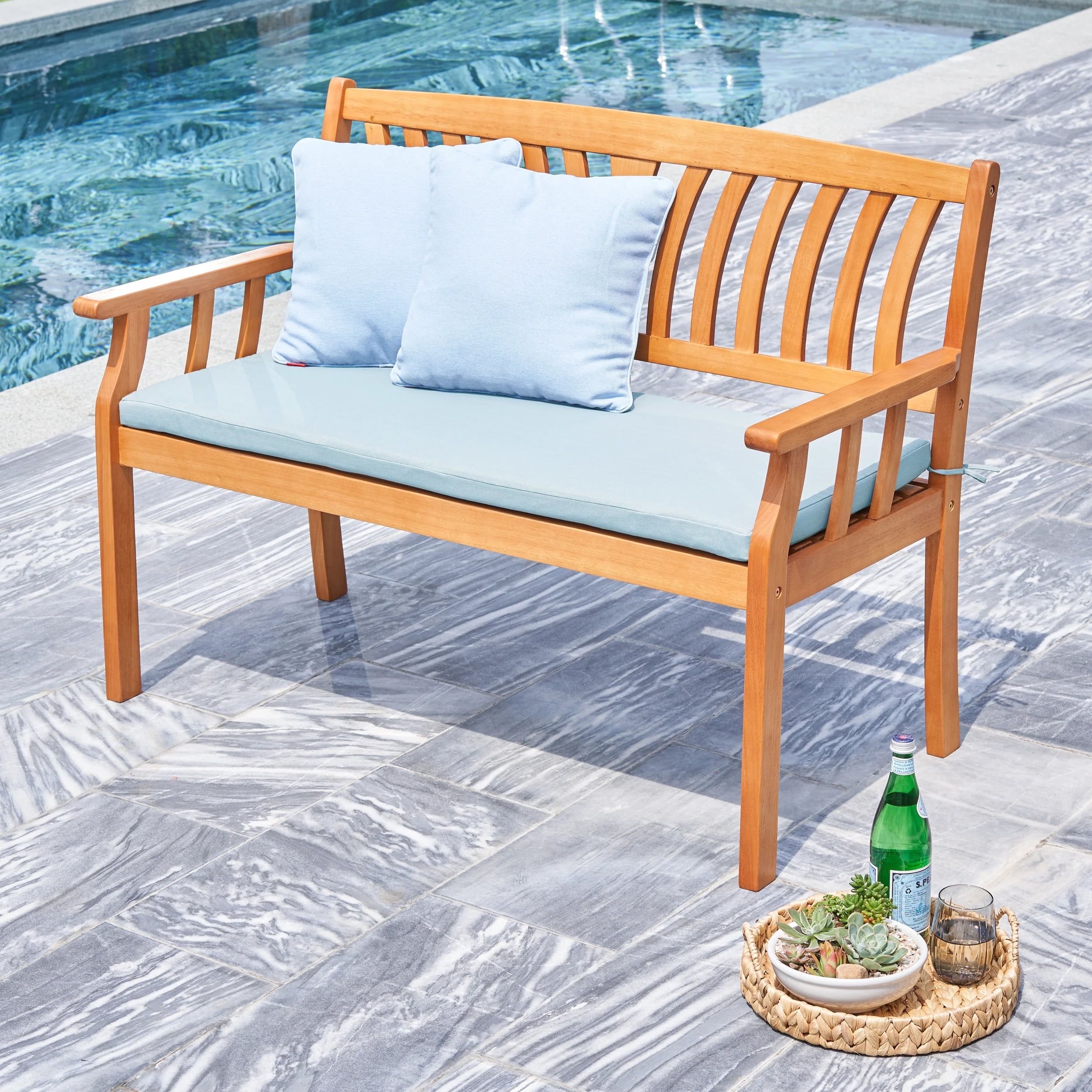 Kapalua Honey Teak Eucalyptus Wooden Outdoor Garden Bench