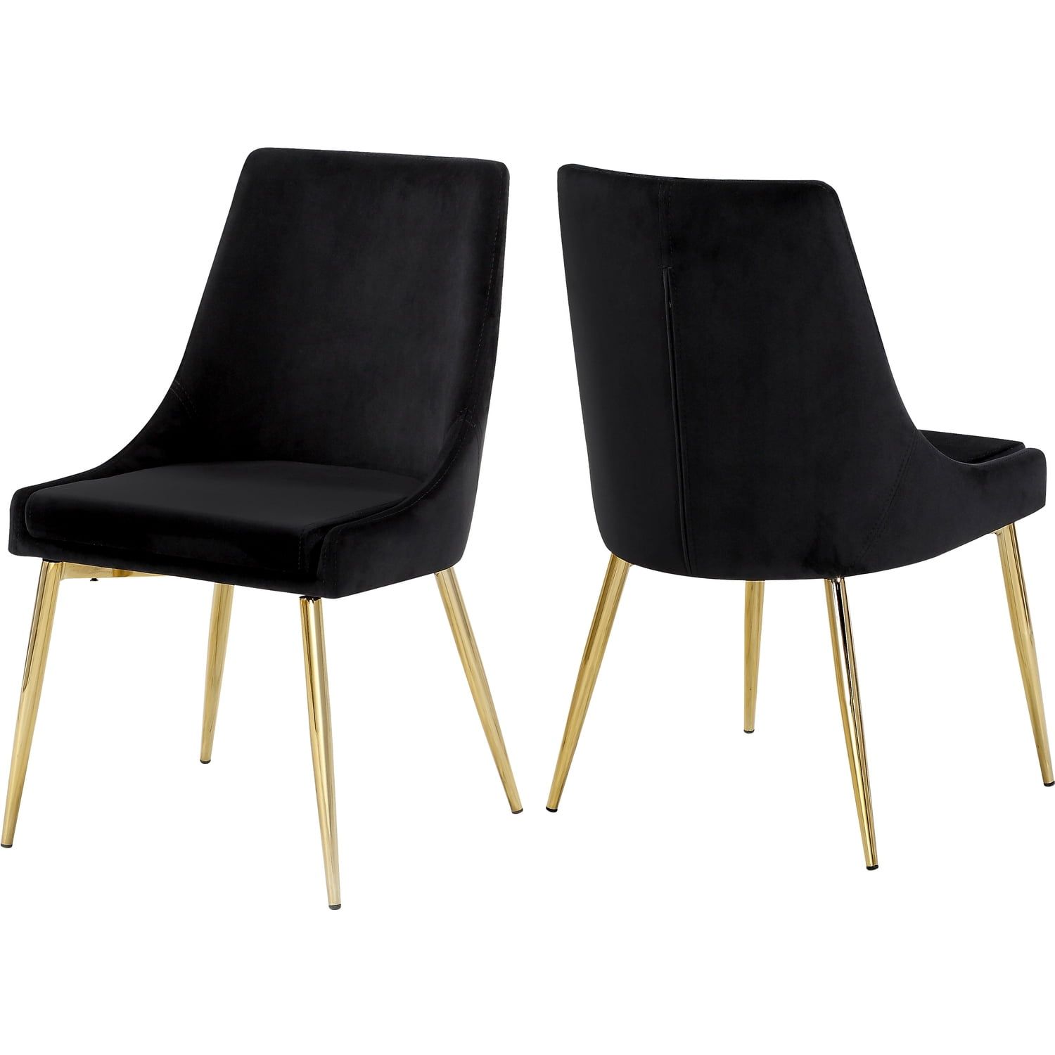 Karina Black Velvet Upholstered Side Chair with Gold Legs