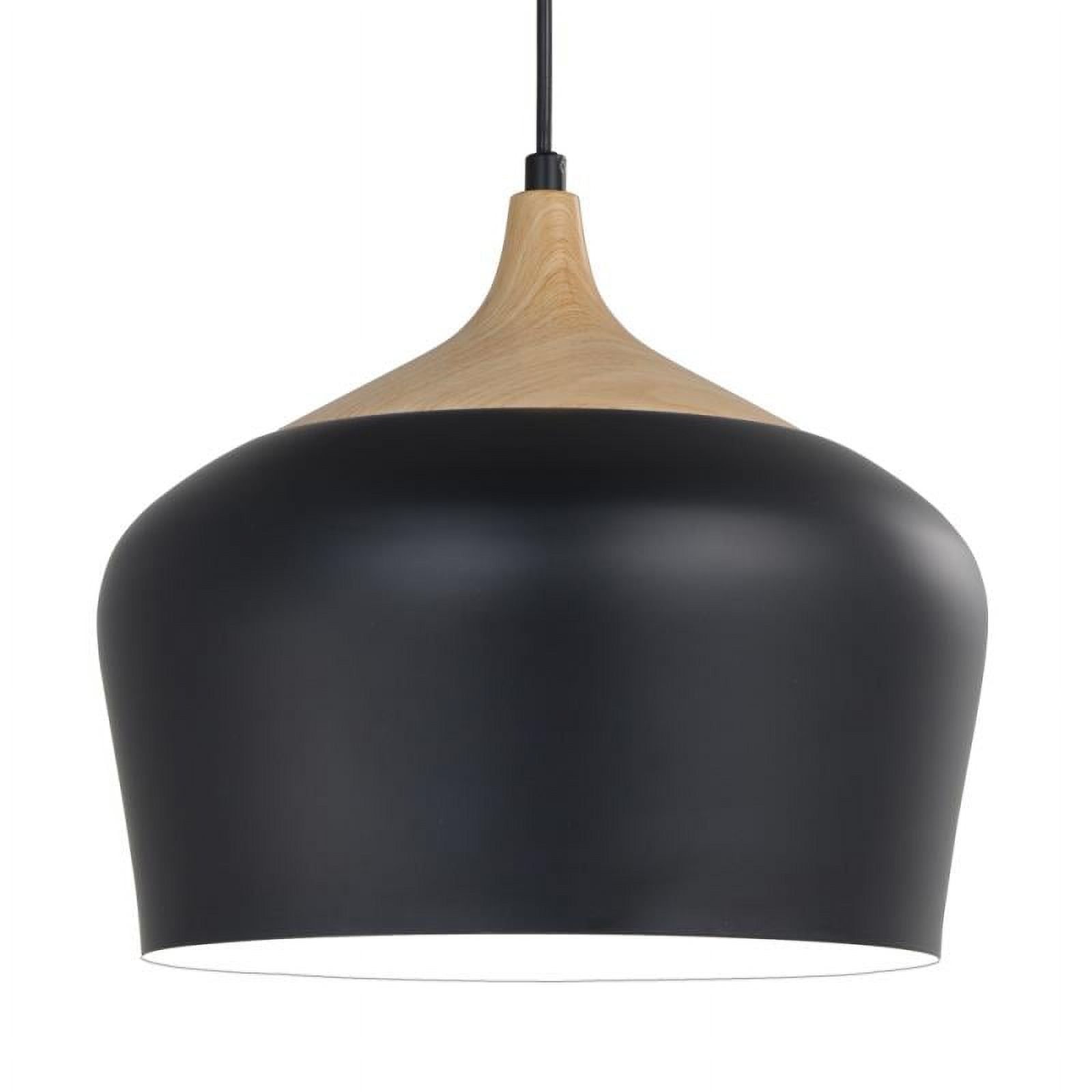 Modern Farmhouse Vintage LED Pendant Light with Matte Black Iron Shade