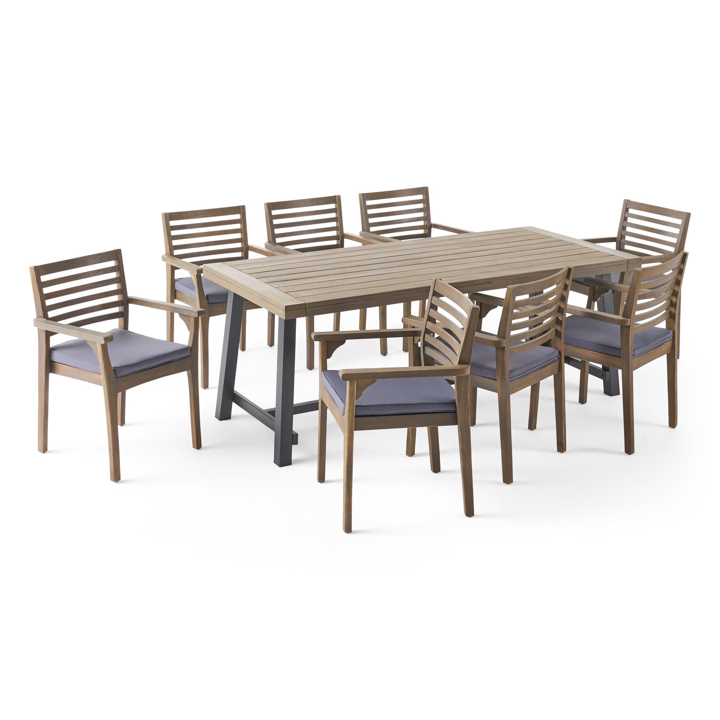 Gray and Dark Gray Acacia Wood 8-Seater Outdoor Dining Set