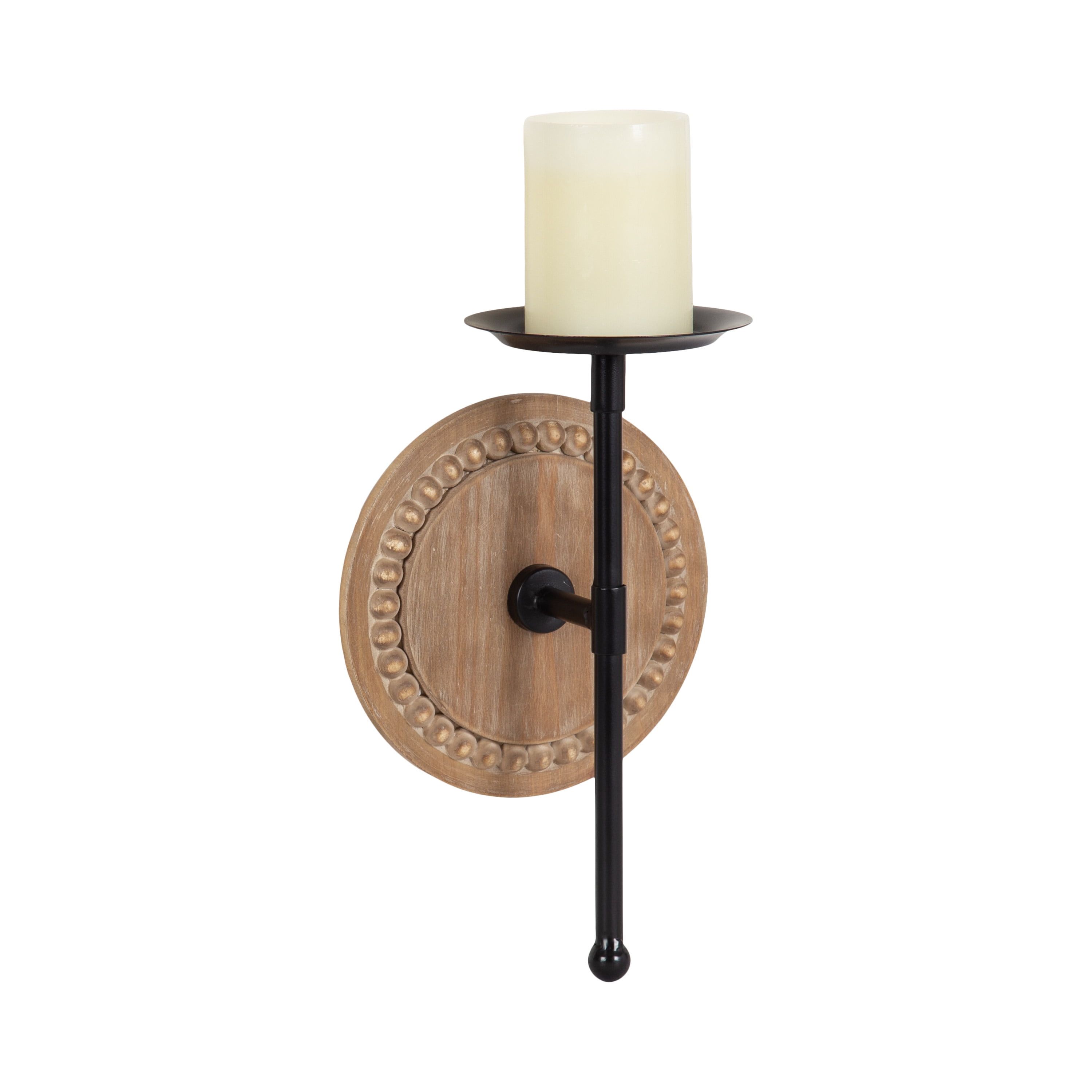 Rustic Brown and Black Wood and Metal Wall Sconce