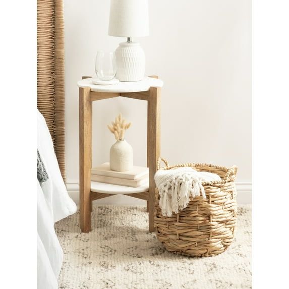 Natural Seagrass Round Woven Storage Basket with Handles