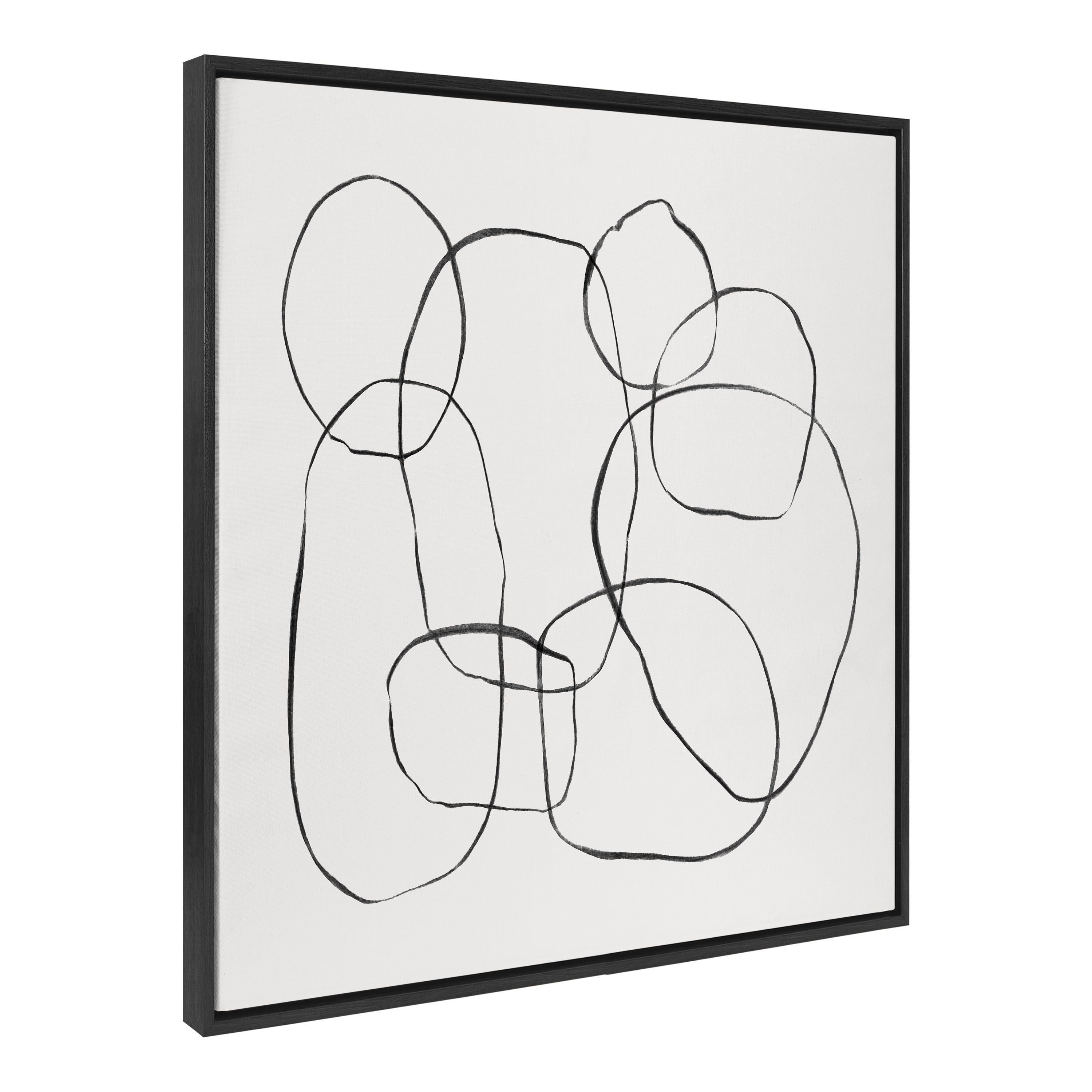 Dancing Circles Black and White Abstract Canvas Art, 30x30