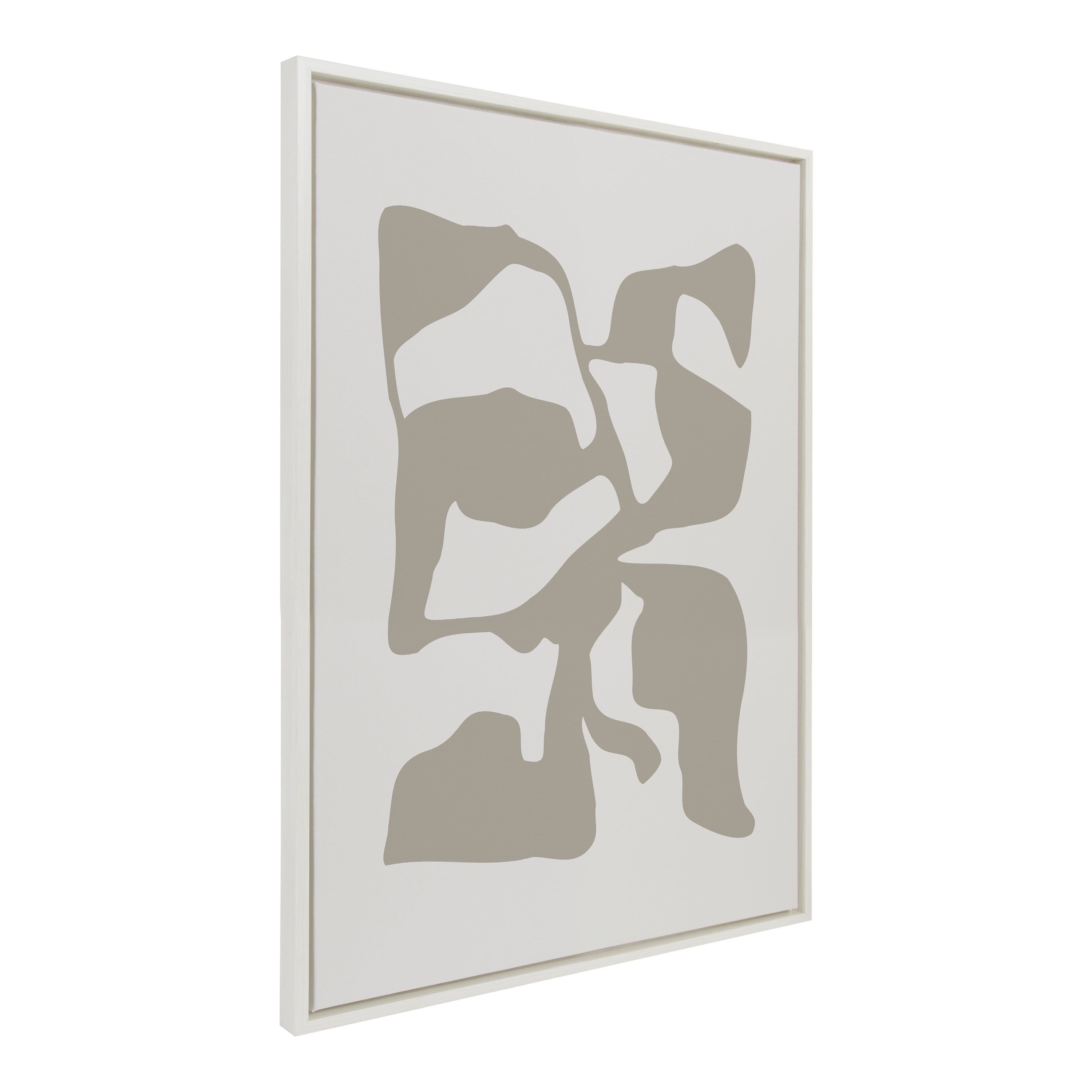 Abstract Tan and White Canvas Wall Art with Polystyrene Frame, 28x38