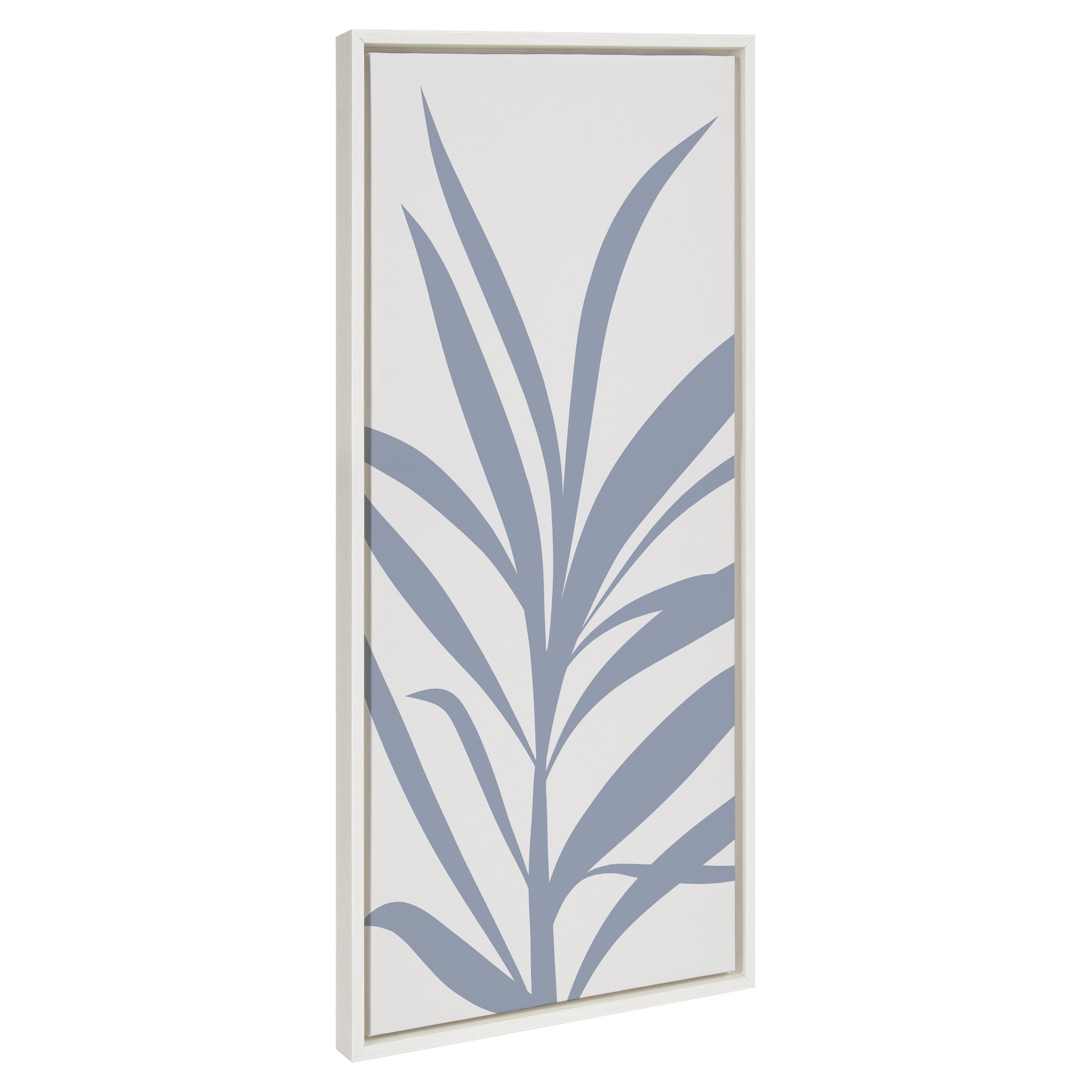 Mid Century Light Blue Botanical Canvas Wall Art, 18x40