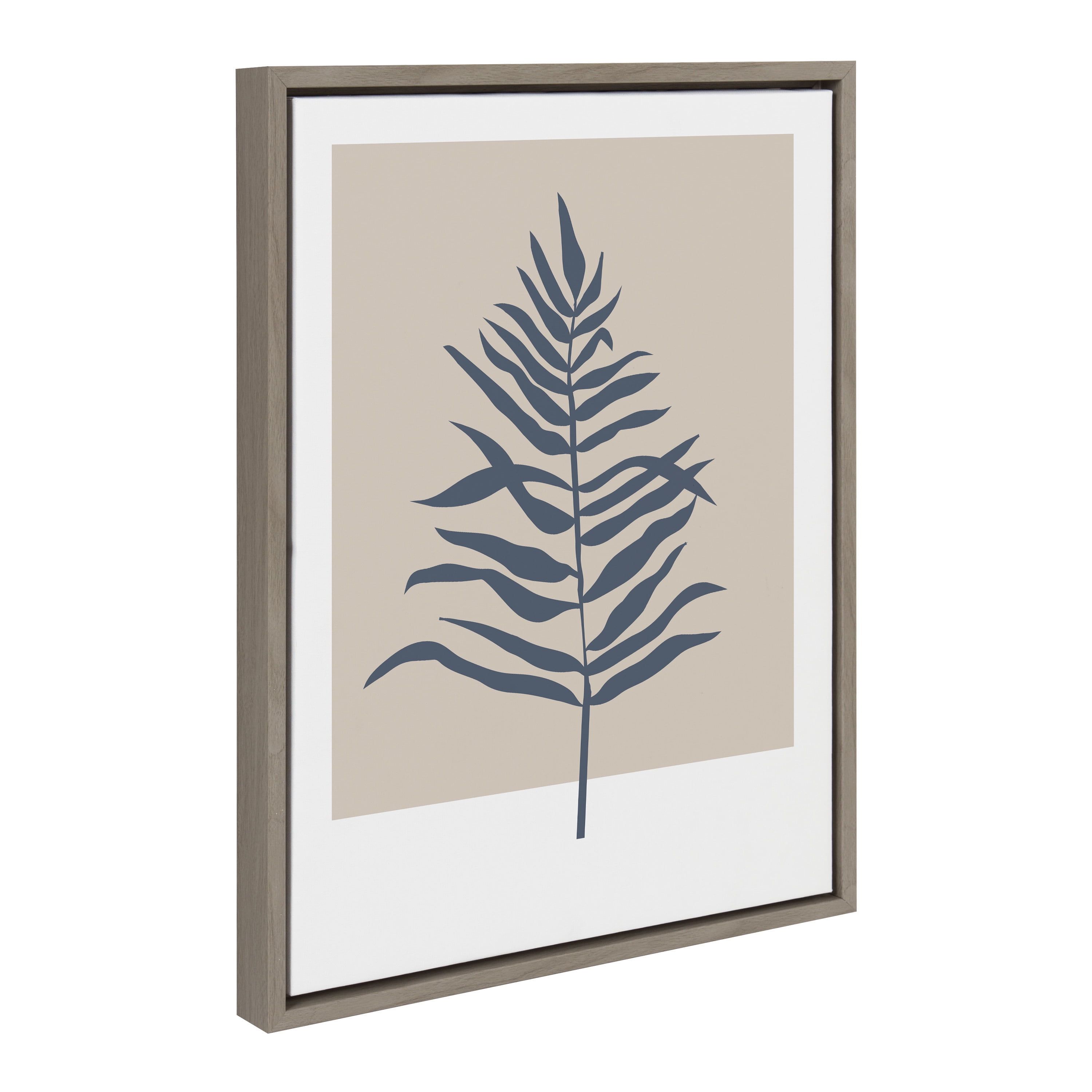 Gray and Beige Botanical Fern Canvas Wall Art, 18x24