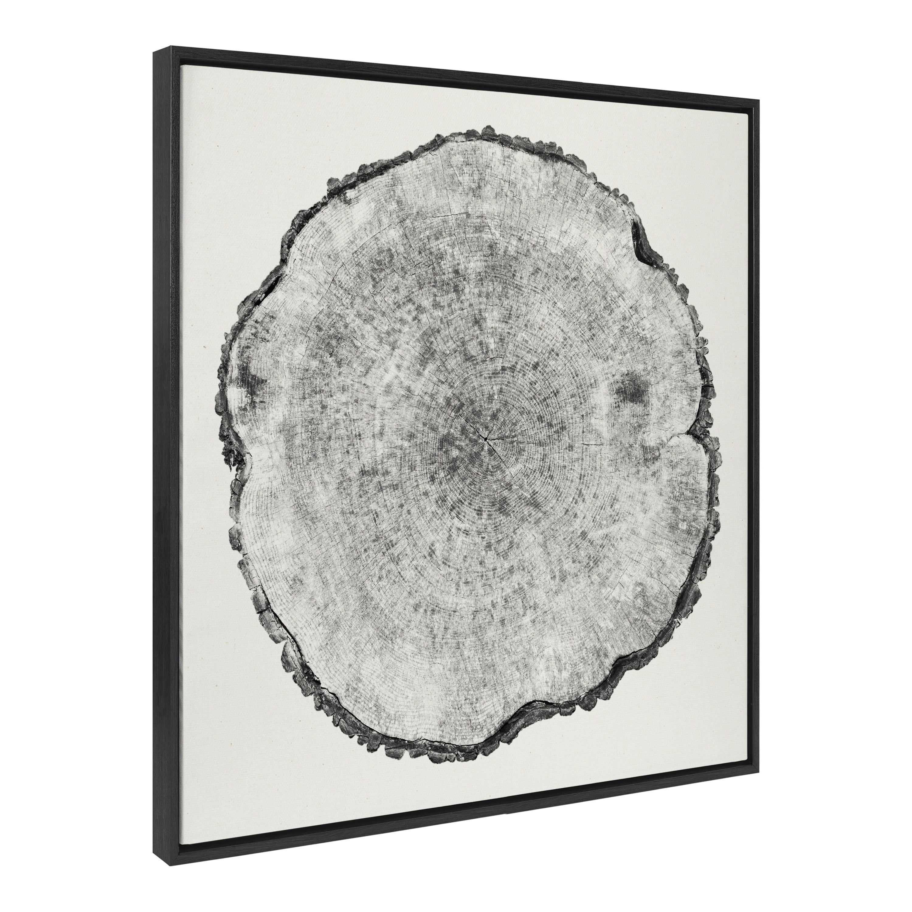 Black and White Tree Rings Canvas Wall Art, 30x30